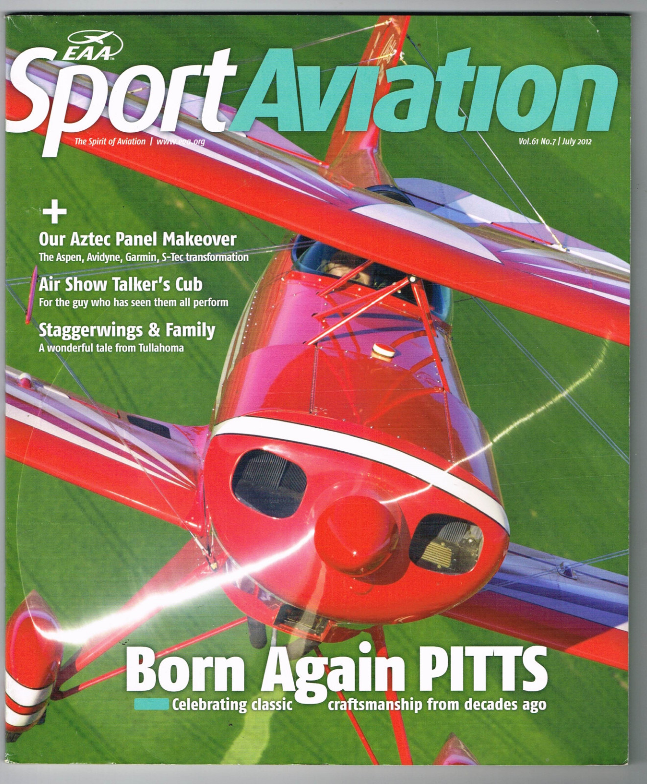 SPORT AVIATION Magazine July 2012, rebuilt PITTS, Piper CUB