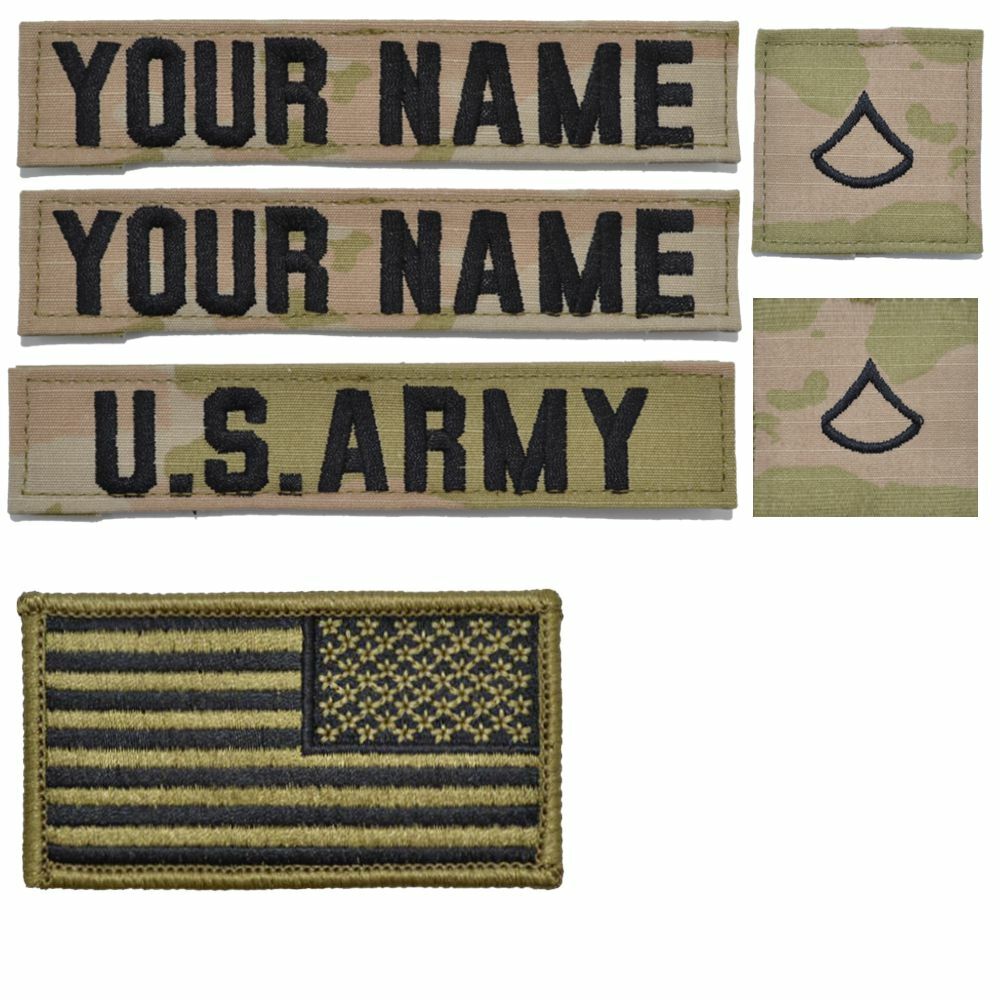 Custom 6 Piece Name Tape Set w/ Hook Fastener Backing - 3-Color OCP