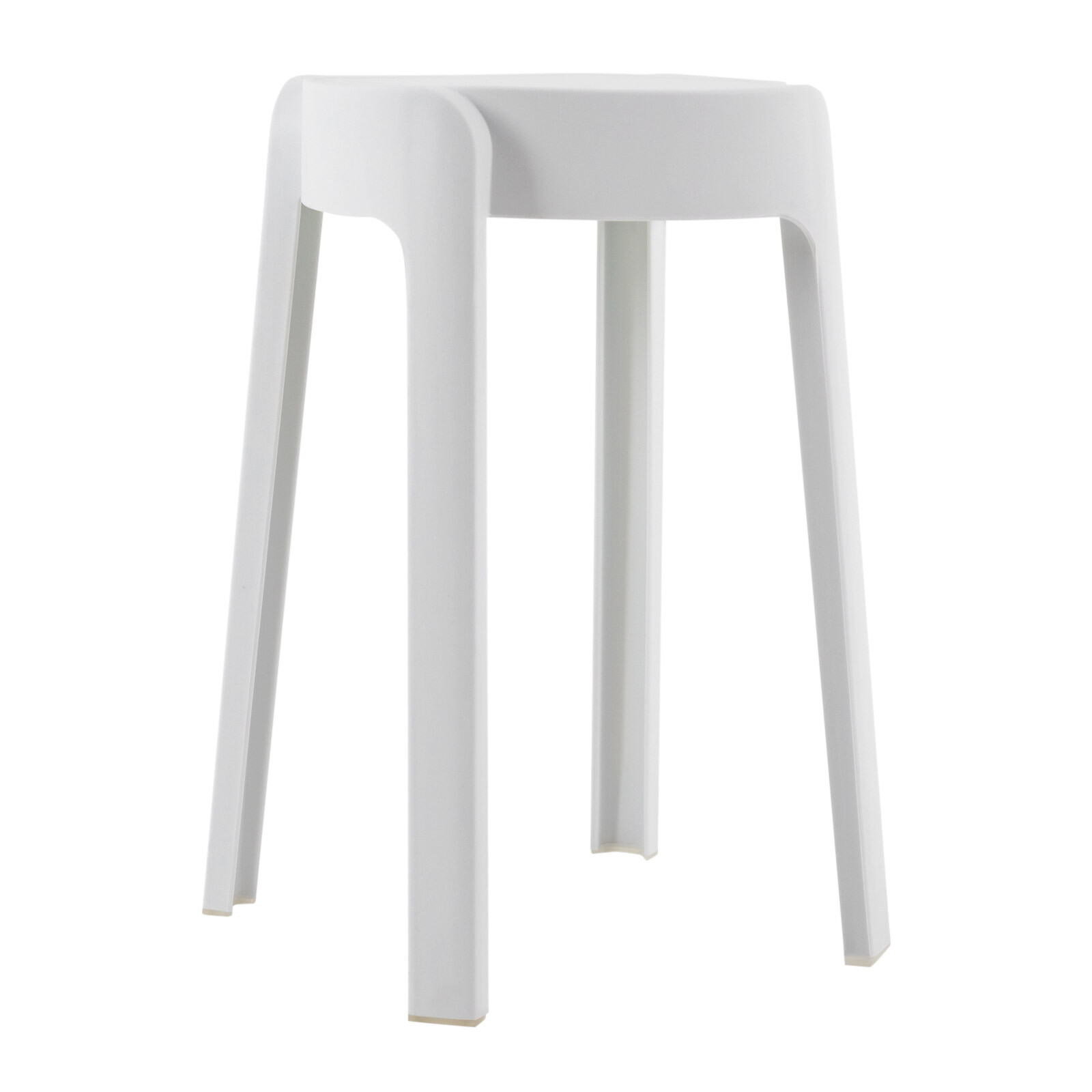 Plastic Stools 18'' Counter Height Kitchen Bar Chairs Set of 5 Stackable White