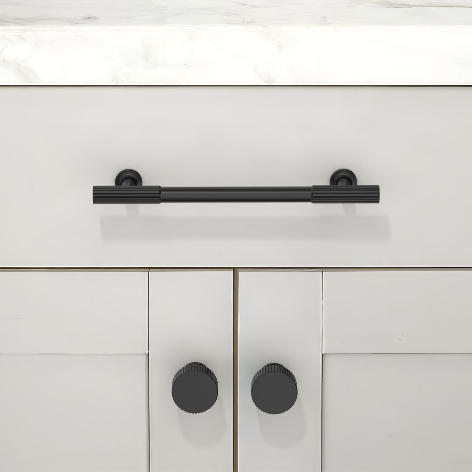 10 Pack Matte Black Cabinet Knobs 1-1/10 Inch(28mm) Single Hole Cabinet Pulls...