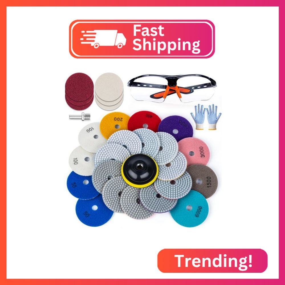 VISCOO 20 Pack 4 Inch Diamond Polishing Pads, Granite Polishing Pads Kit with 5/