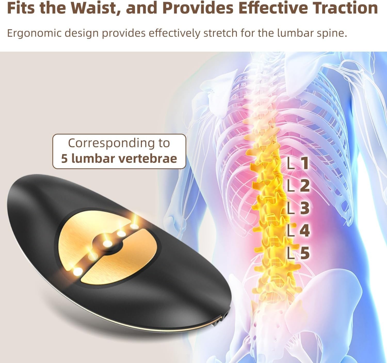 Electric Lumbar Traction Device, Multifunctional Back Traction Device with Dynam