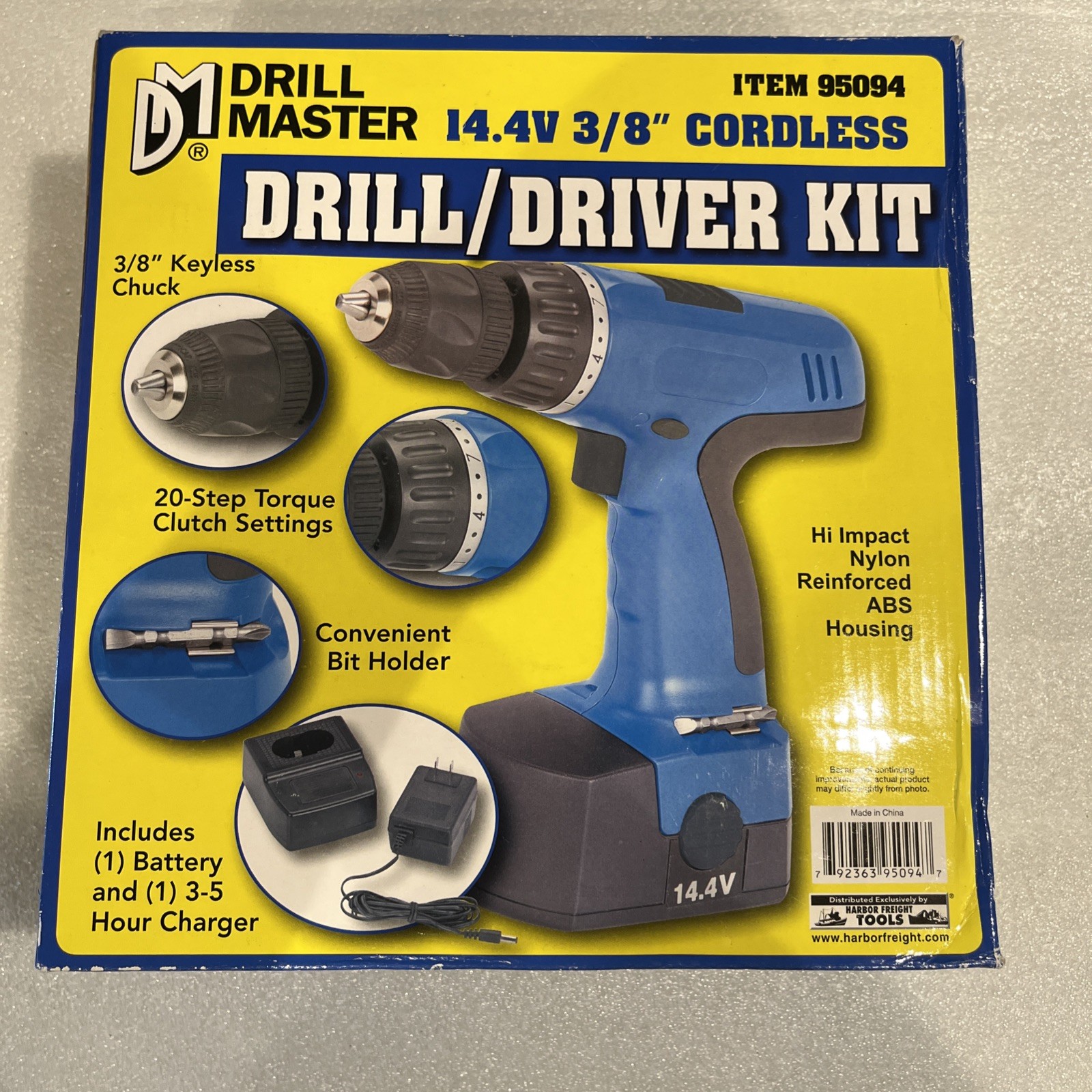 Drill Master 14.4V 3/8" Cordless Drill Driver Kit 95094