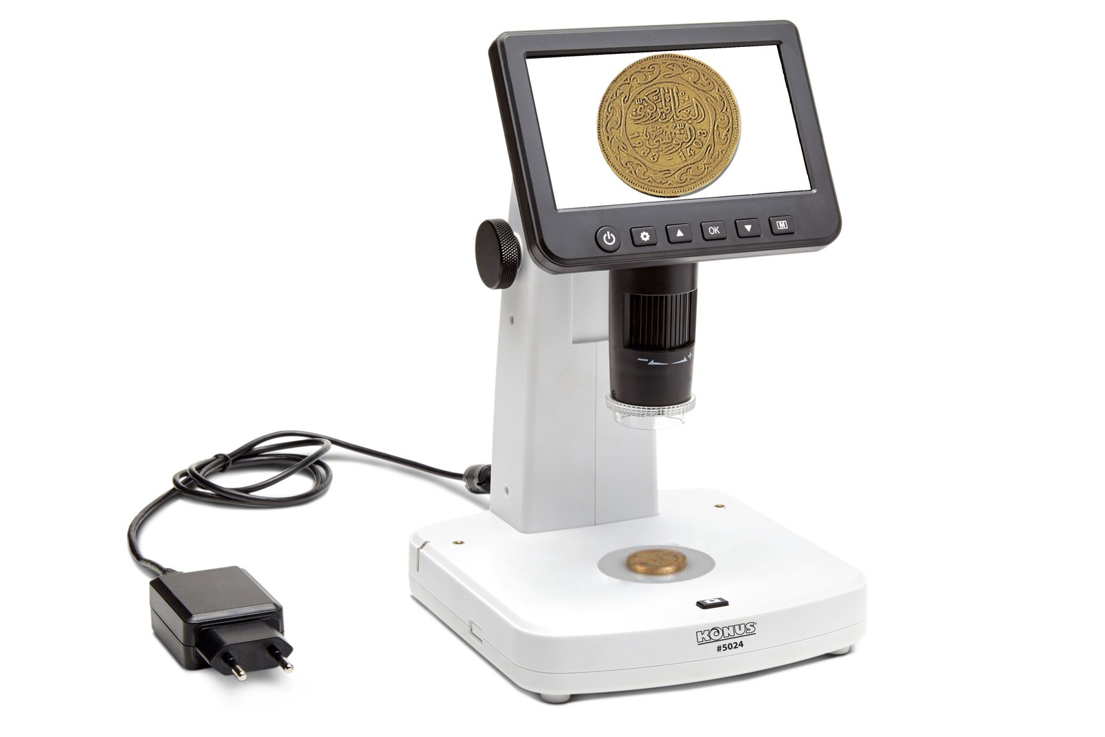 Konus Zoom Digital Microscope 10x-300x w/ LCD Screen, White, 5024