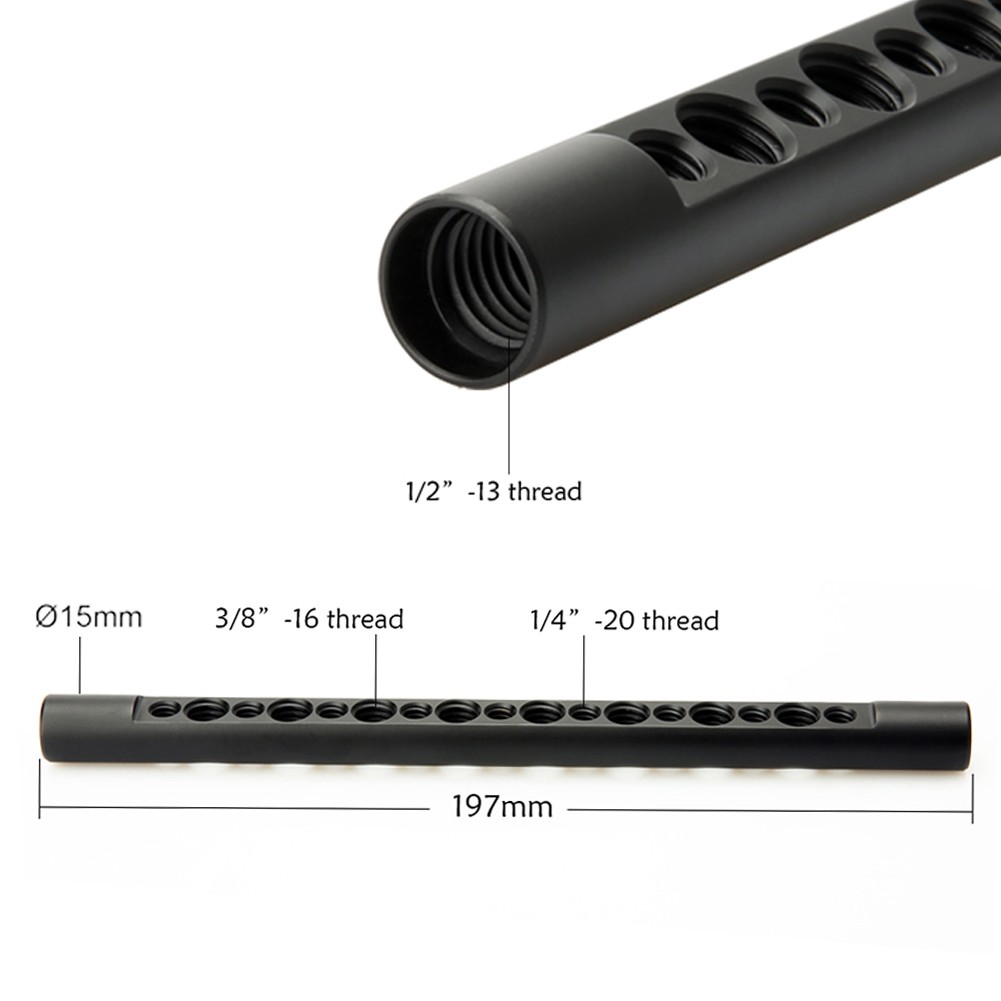 US Niceyrig (M12-197mm) 1/4" & 3/8" Threaded Hole Universal 15mm Cheese Rod