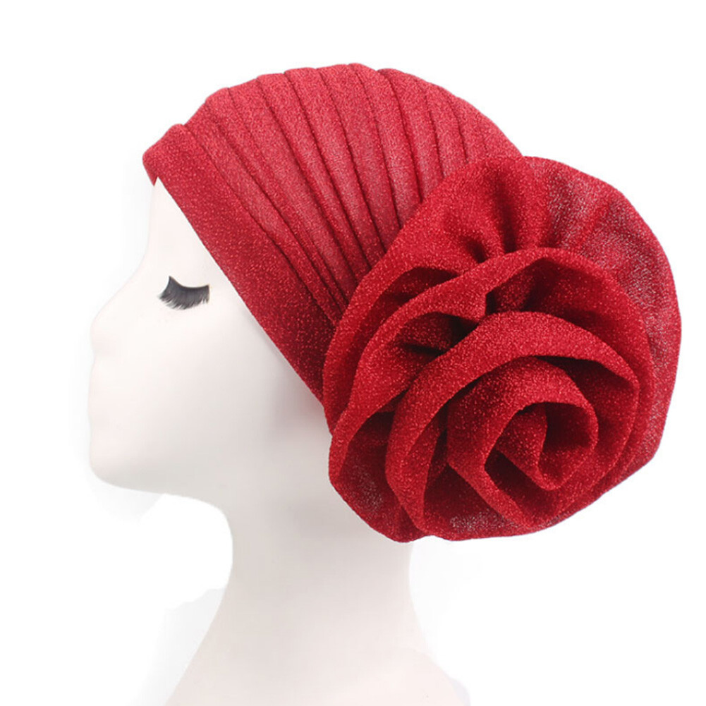 Women Glitter Turban Hat Headwrap Flower Head Scarf Headwear Chemo Beanie Cap *