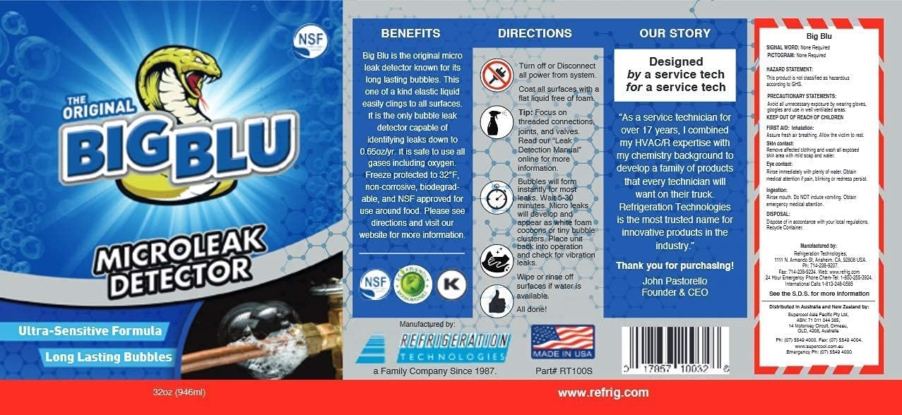 -RT100S Big Blu Micro Leak Detector 1 Qt