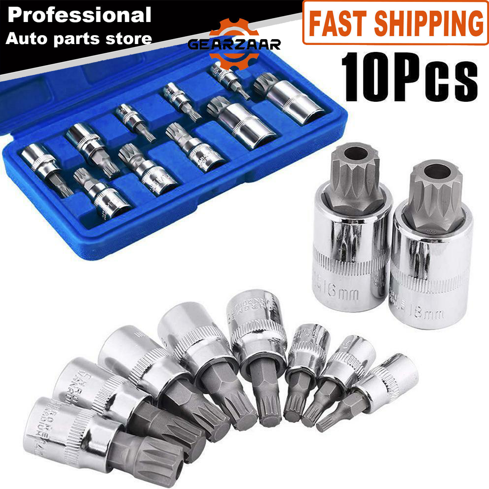 10pcs For XZN Triple Square 12 Point Spline Tamper Bit socket Set 4MM - 18MM US