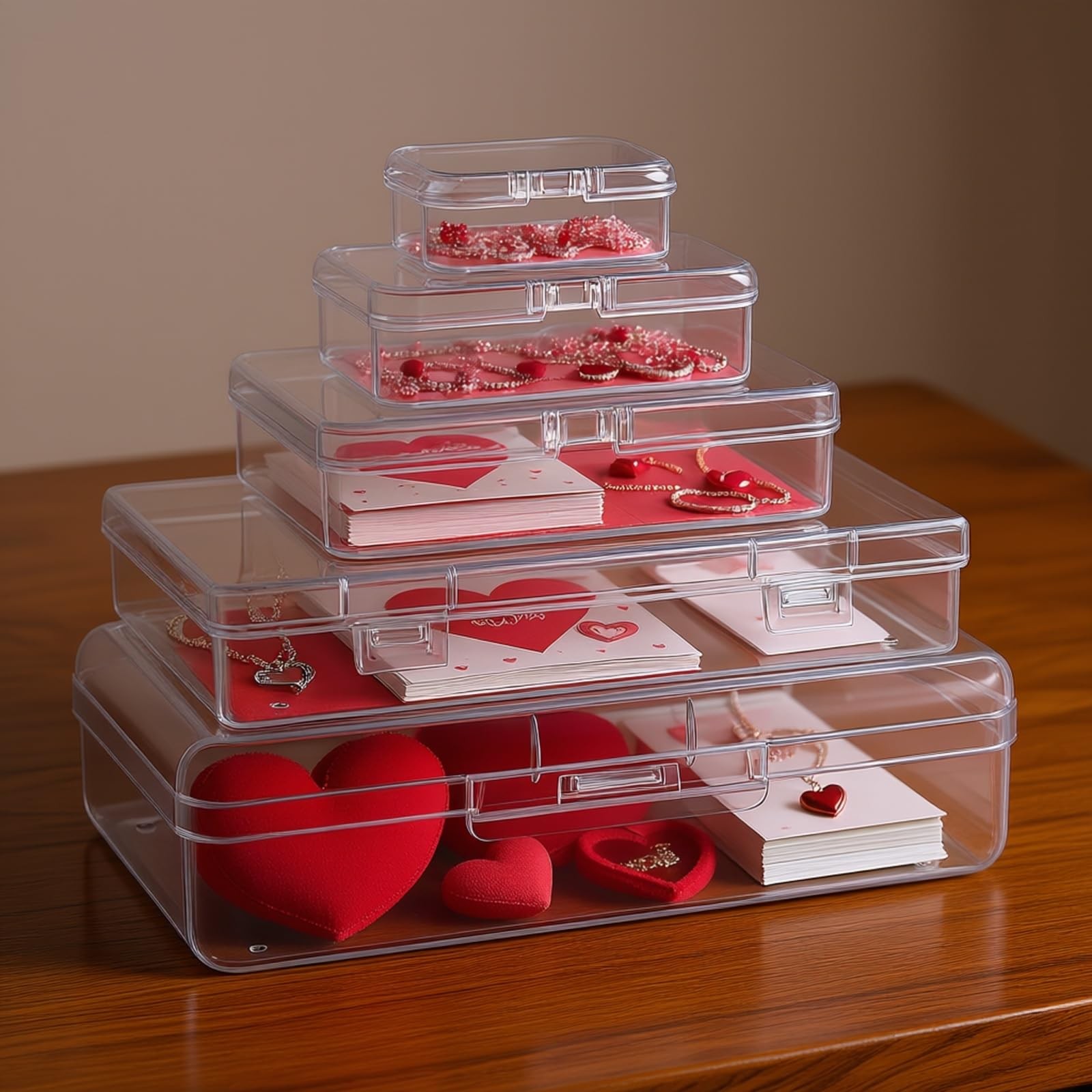 Thintinick 42 Pack Rectangular Mixed Sizes Clear Plastic Storage Containers B...