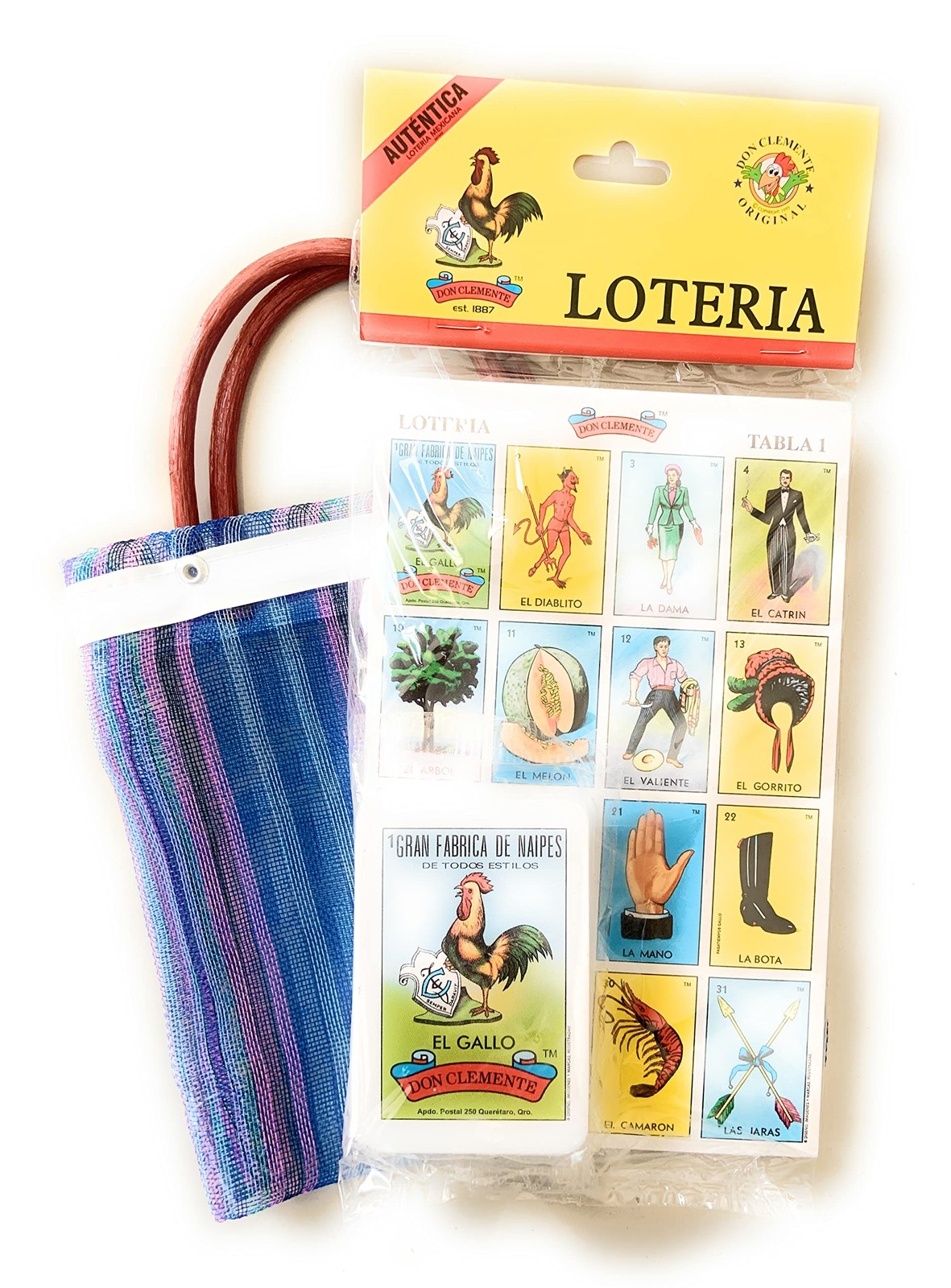 Don Clemente Autentica Loteria Mexican Bingo Set of 20 Tablets with a Free Mini