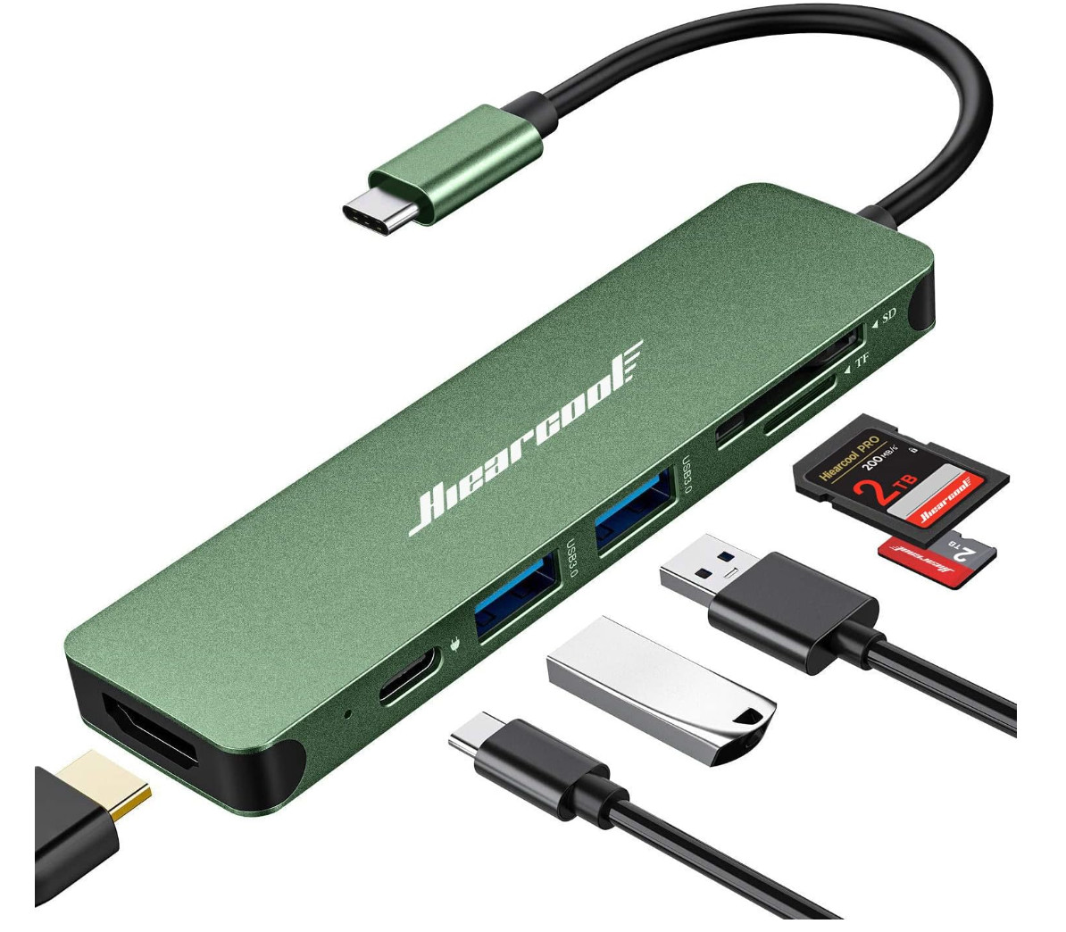 Hiearcool USB C Hub USB C Adapter 7 in 1 USB C Dongle USB-C to HDMI Multi-por...