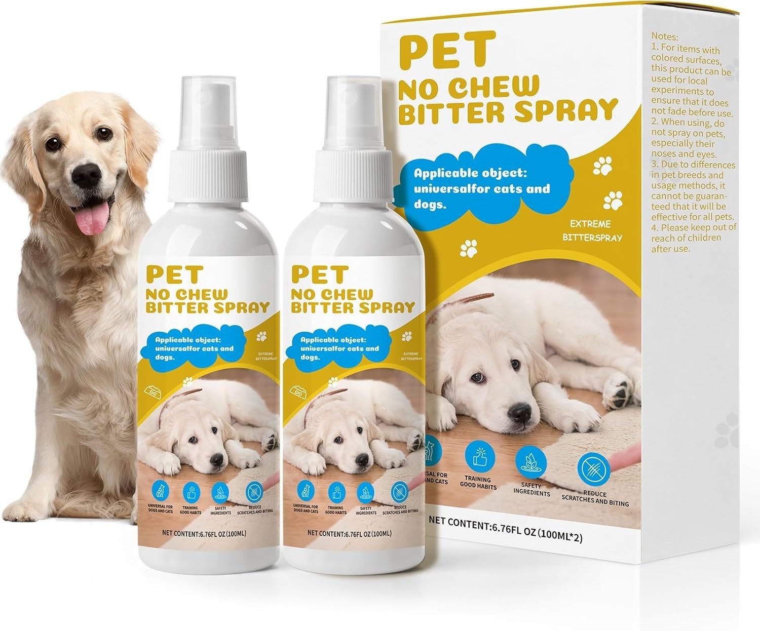 No Chew Spray for Dogs and Cats to Stop Chewing, Anti Chew Spray (2PCSx100ml)