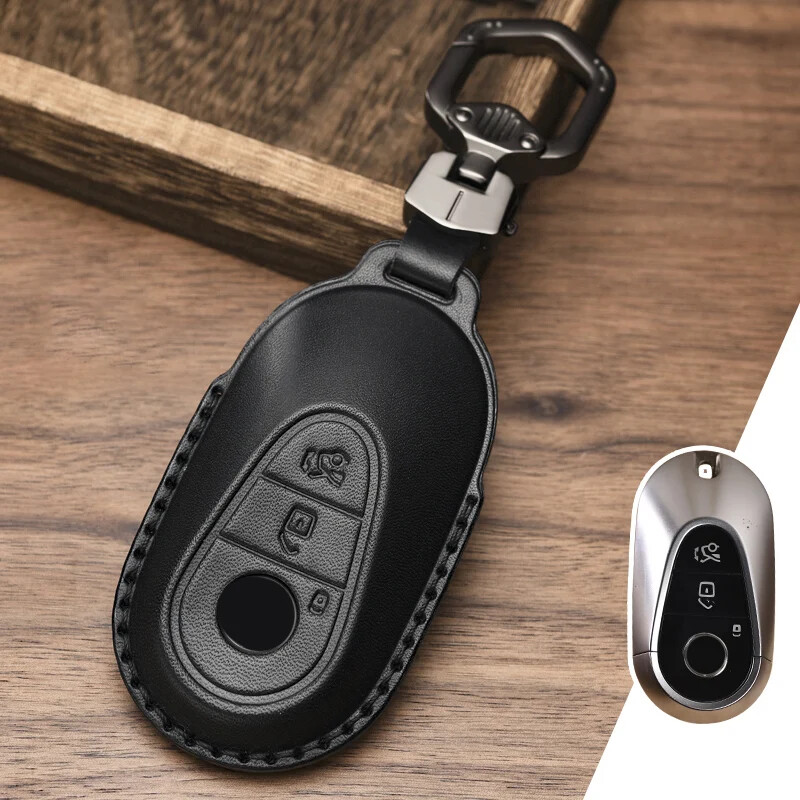 Leather Car Key Case Cover fob For Mercedes Benz 2020 C /S Class W223 W206 S350