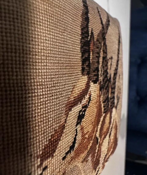 Vintage Tapestry Satin Antelope Trinket Box 4" Wide 2" Tall Hand Made