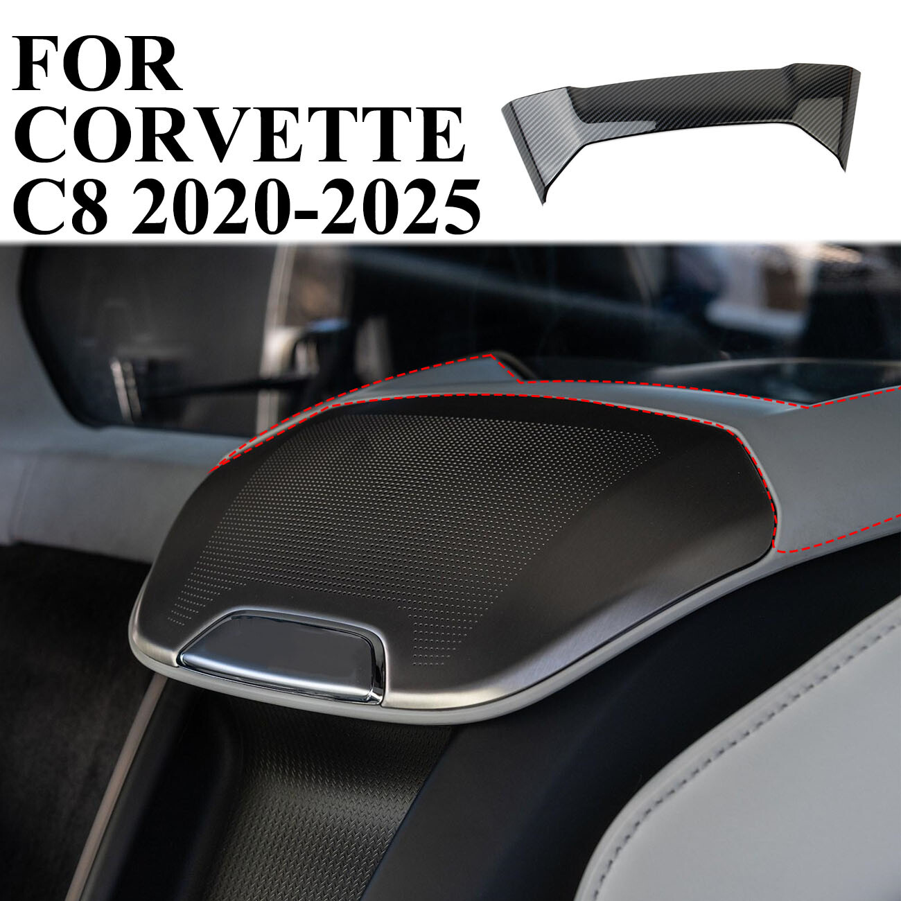 Carbon Style Waterfall Upper Speaker Grille Trim Cover For Chevrolet Corvette C8