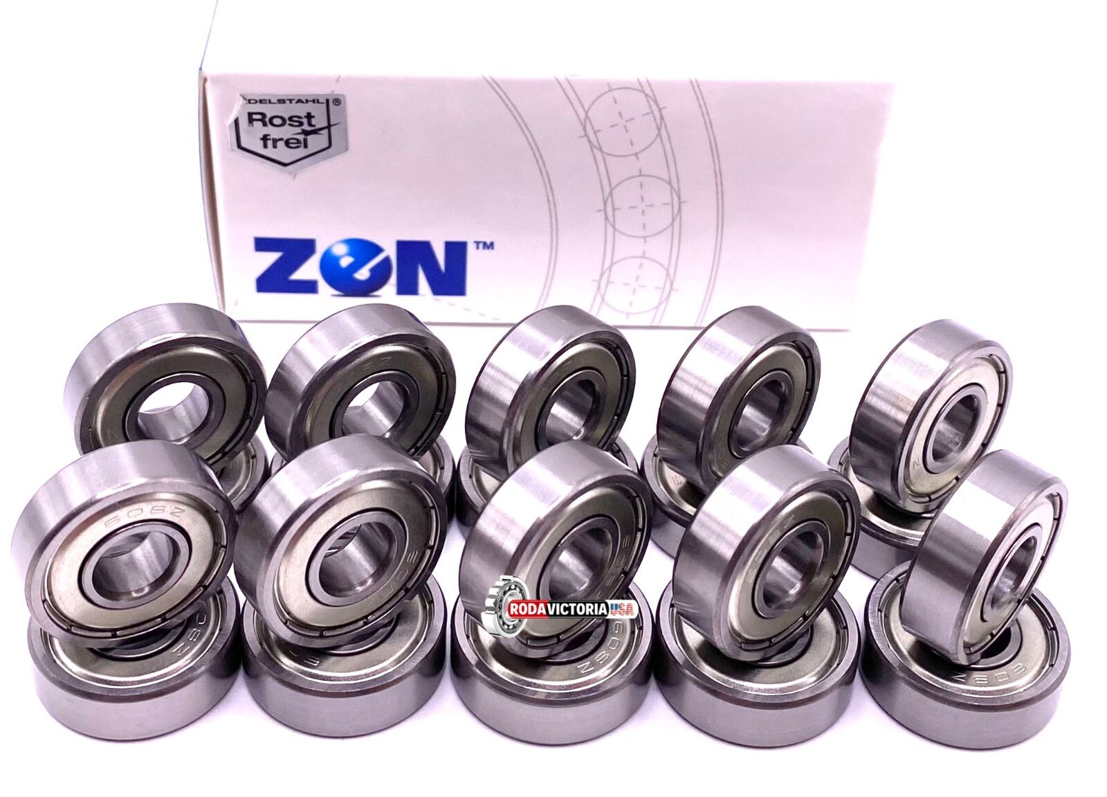 ZEN 608 ZZ (20 QTY) Deep Groove Ball Bearing, Metal Shielded 8x22x7 mm