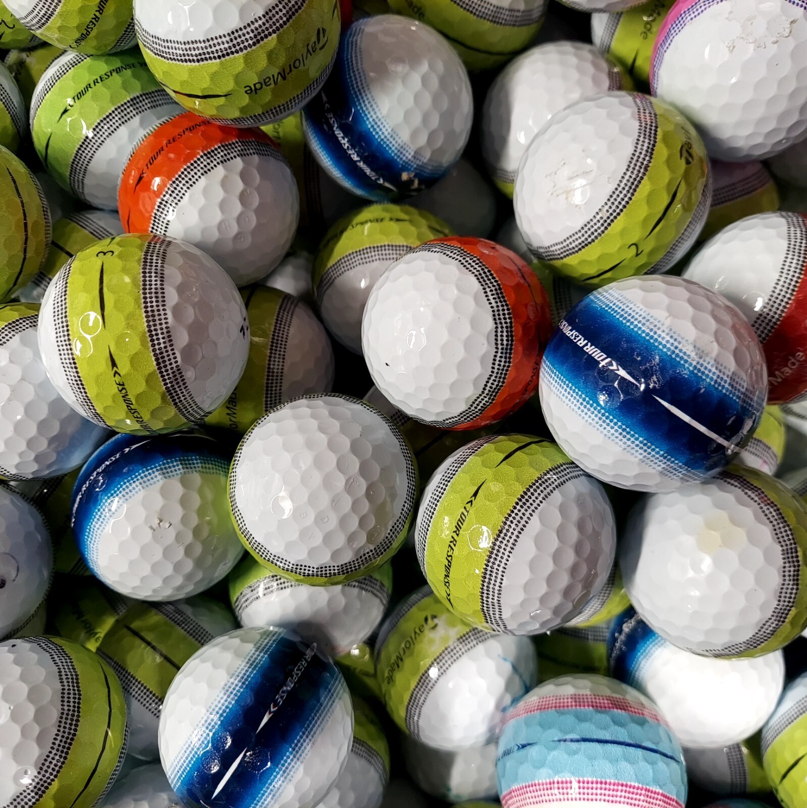 50 Bulk Lot of TaylorMade Tour Response Stripe Random Assorted Golf Ball  3A