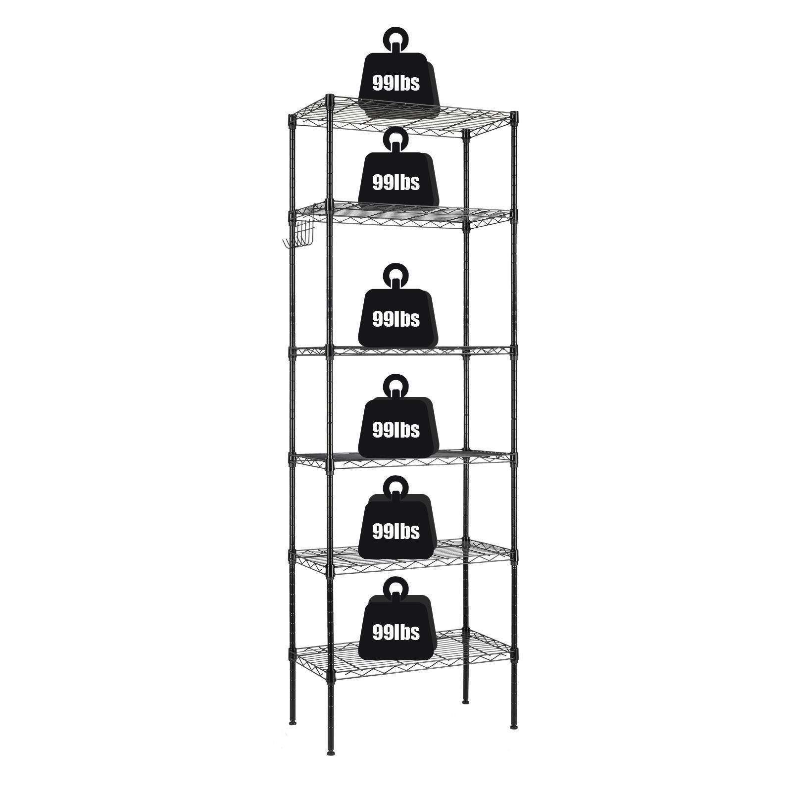 6-Tier Wire Shelving Adjustable Shelf Unit Metal Storage Garage Organization