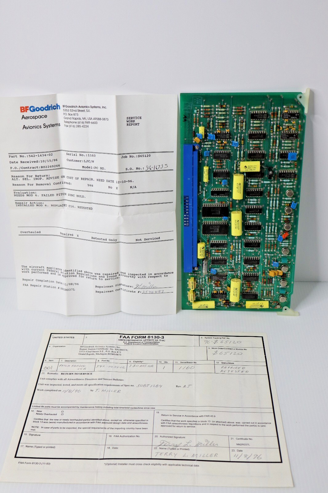 542-1434-02 PC Board - Repaired with FAA 8130-3 Form