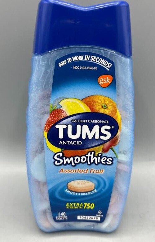 TUMS Smoothies Extra Strength Chewable Antacid 140 Count Brand New! Sealed!