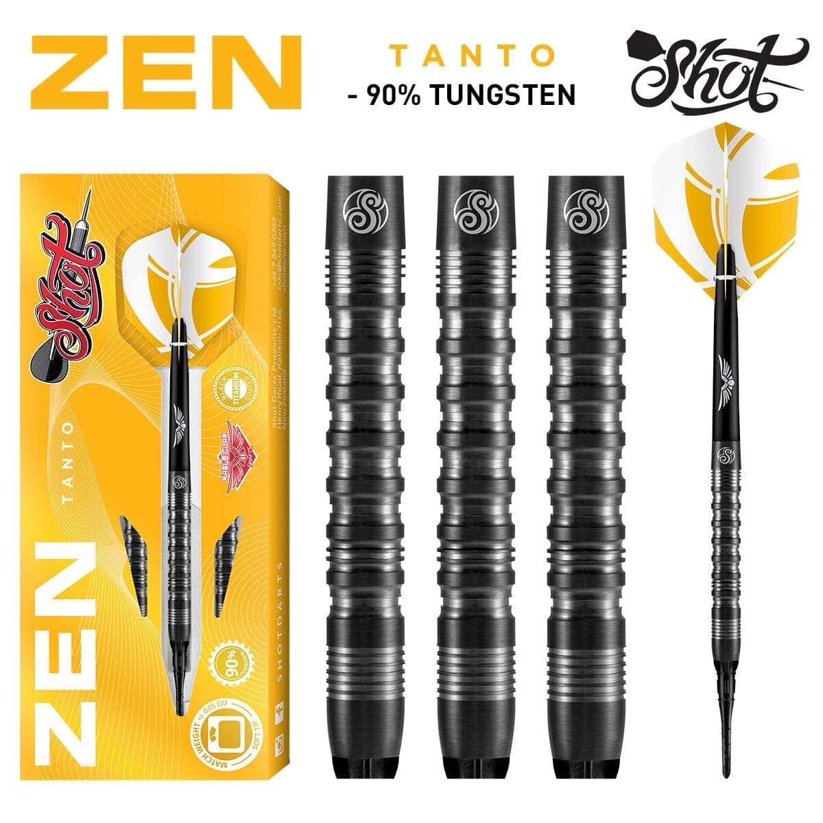 SHOT DARTS MODEL ZEN TANTO 18 GR TUNGSTEN SOFT TIP SHIPS FREE N FREE FLIGHTS
