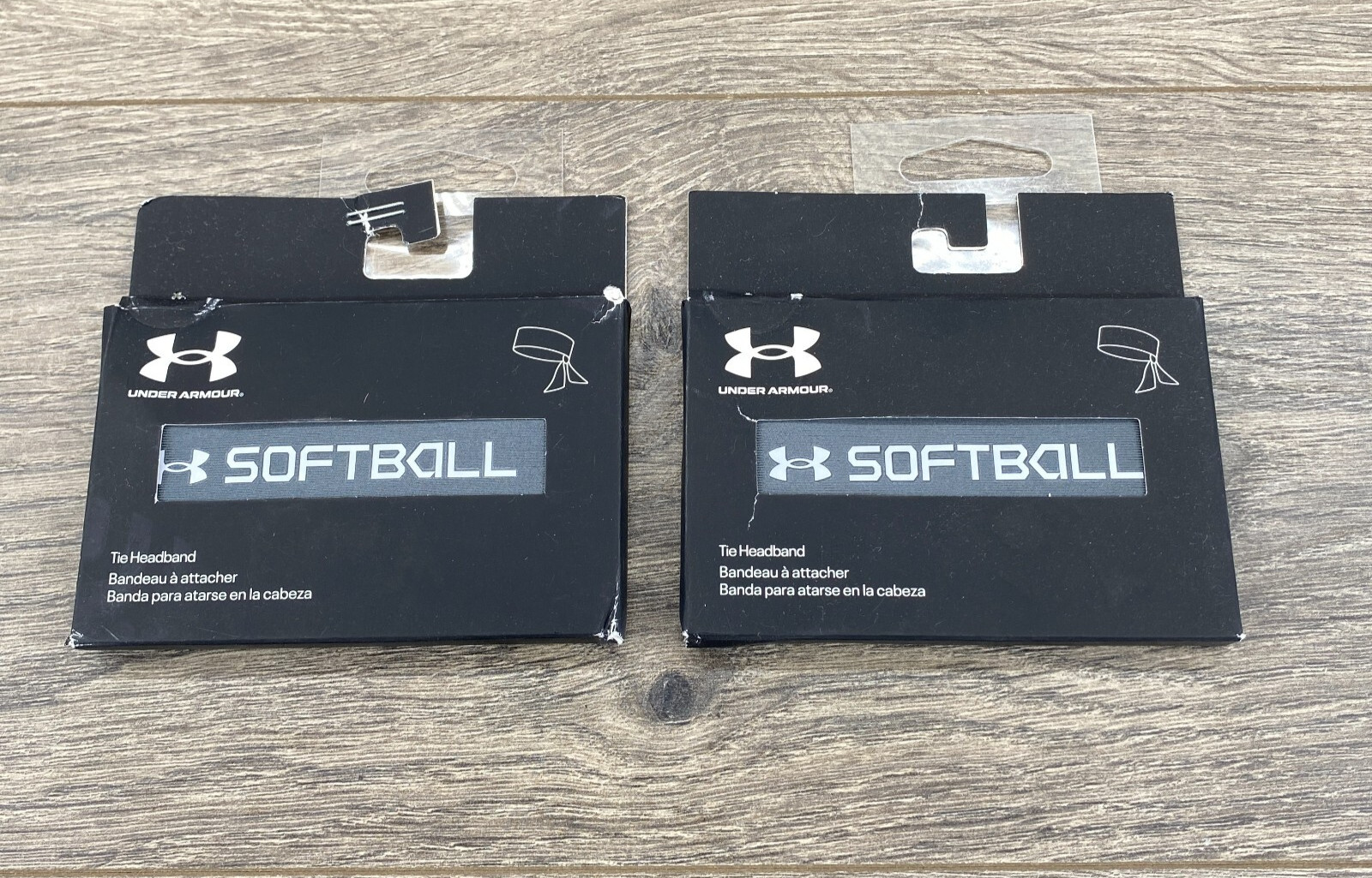 Under Armour UA Softball Lot Of 2 Tie Headband Size One Gray