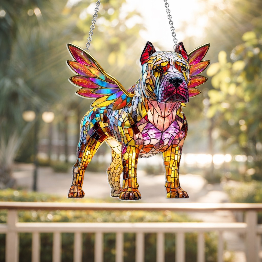 Personalized Presa Caranio Dog Acrylic Suncatcher Faux Stained Glass Suncatcher