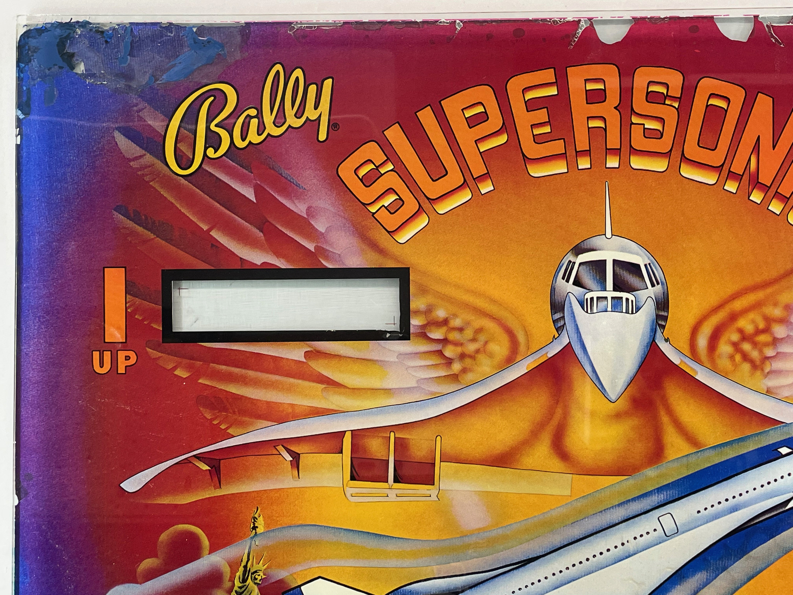 Bally Supersonic Pinball Machine Game Backglass ORIGINAL