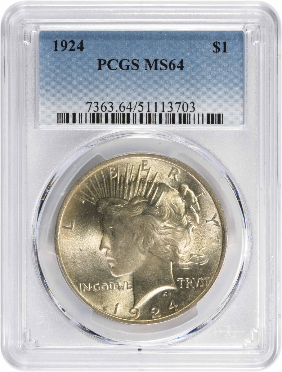 1924 Peace Silver Dollar MS64 PCGS