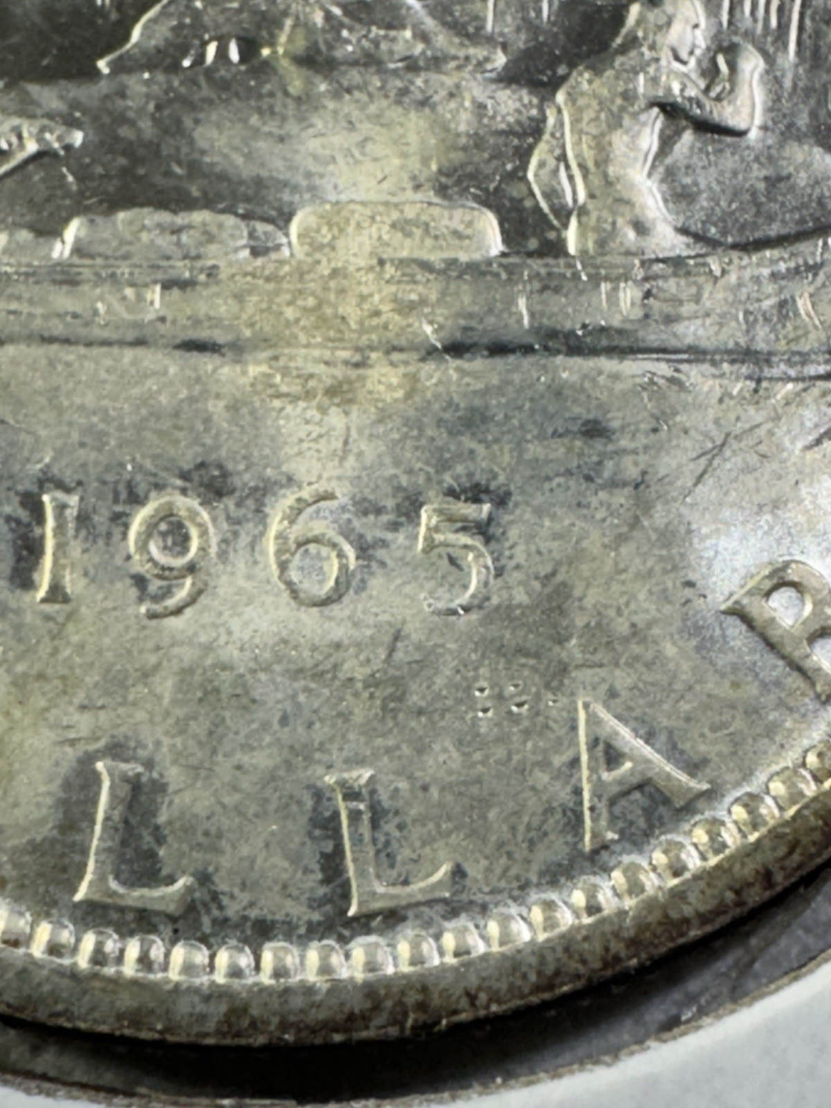 1965 Canada $1 Silver Coin Pointed 5 Small Beads