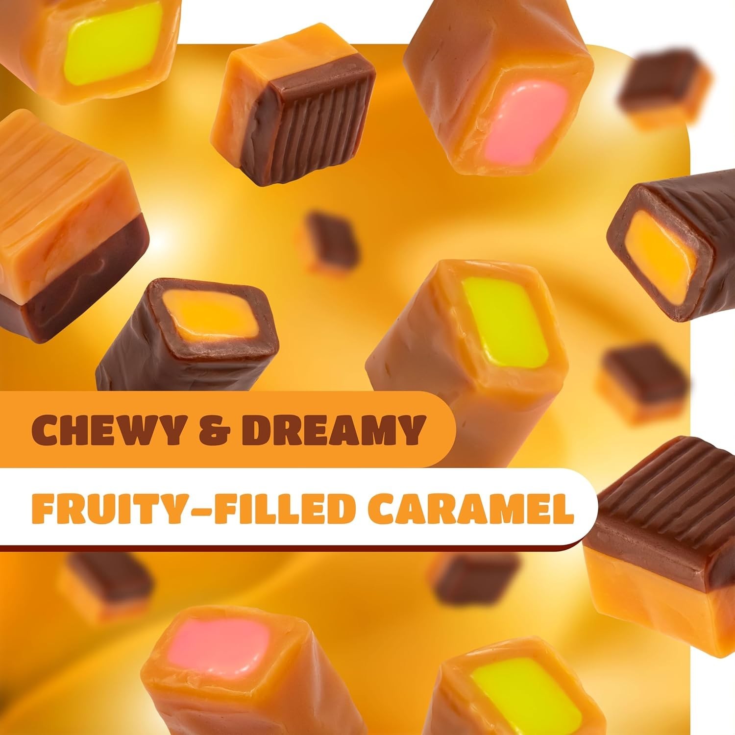Caramel Cubes Filled Candy | Assorted Flavors | Individually Wrapped | 1LB - 3LB