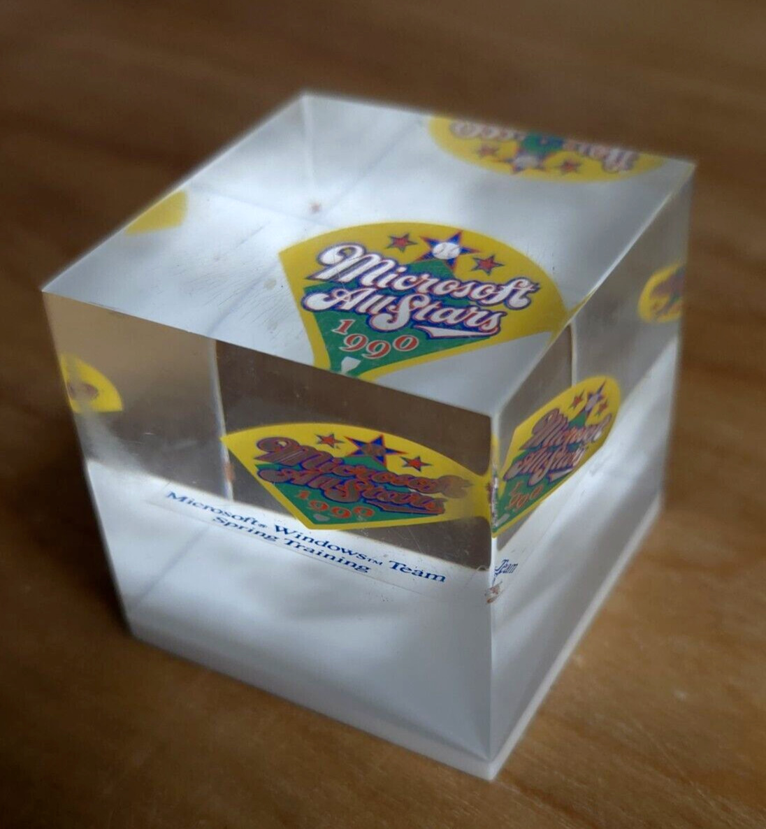 Super Rare Microsoft Vintage Sales Team Promo Paperweight Summer Baseball 1990