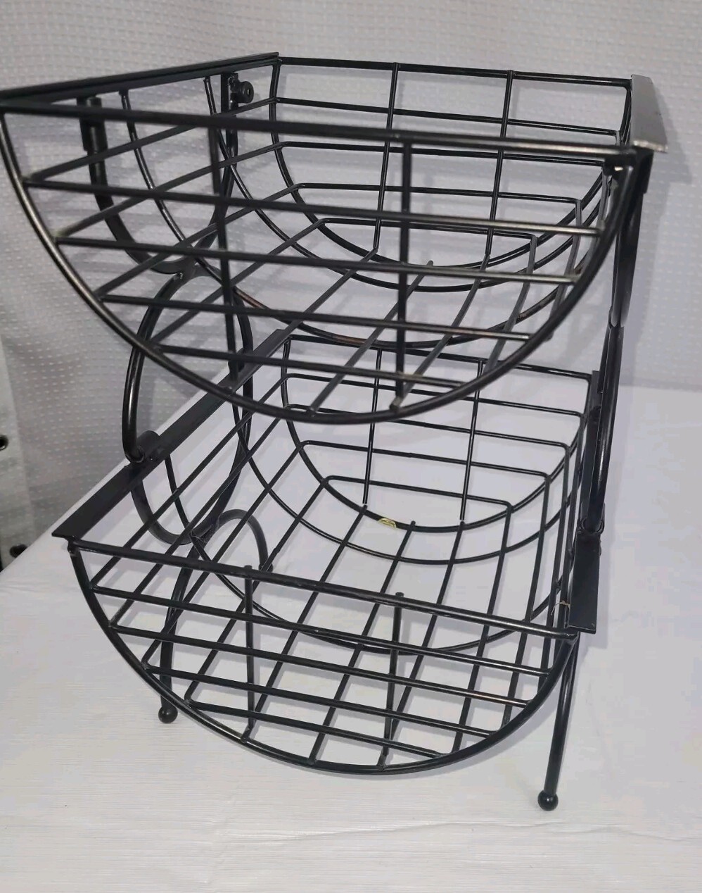 Two Tier Black Metal Baskets Counter Top Storage 10" x 8.5" x 12"