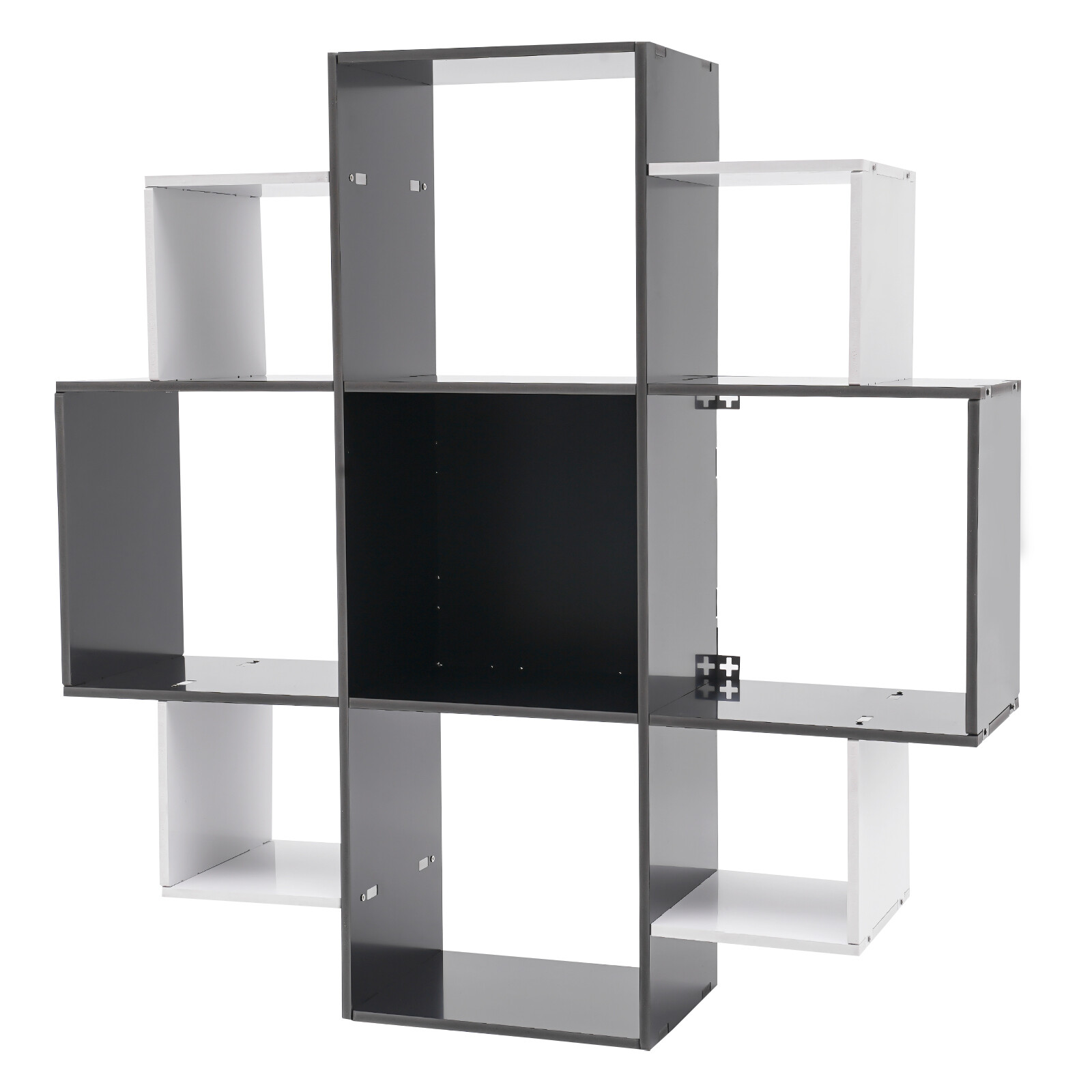 3 Tier Wall Mounted Bookcase Book Shelf 9 Compartments Home Decor Large Capacity