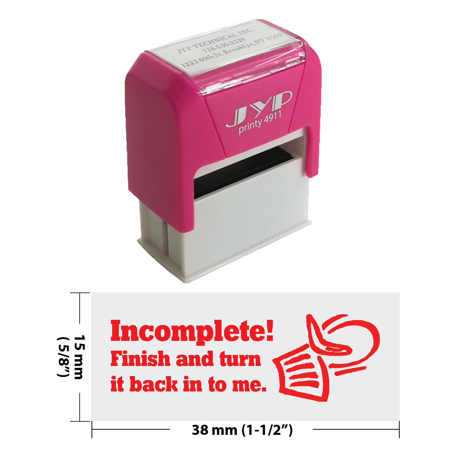 Finish Incomplete Teacher Stamps - JYP 4911R-Self Inking Rubber Stamp (RED INK)