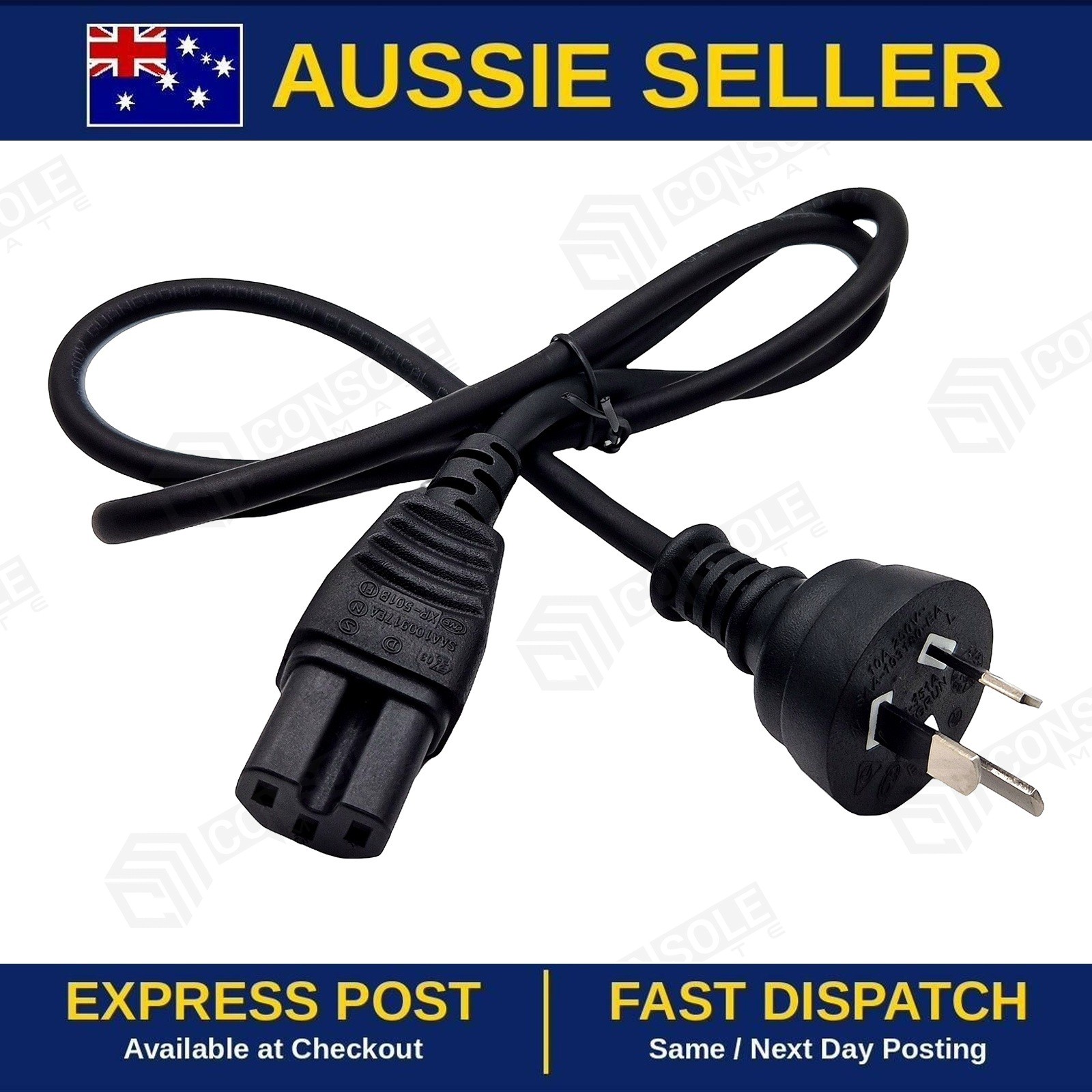 C15 Notch Power Cord AU Plug | Kettle Networking Lead | 1m | New