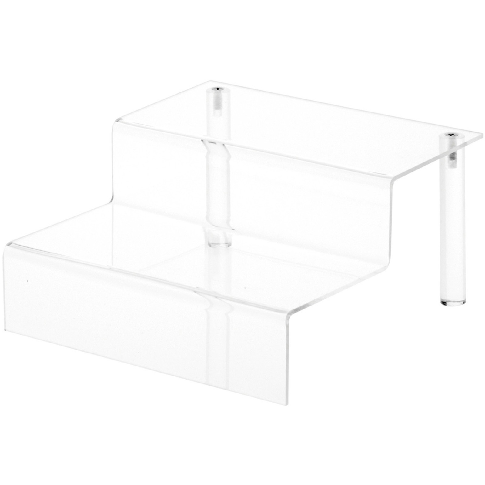Plymor Clear Acrylic 2-Step Display Stairs, 4.25" H x 8" W x 8.5" D