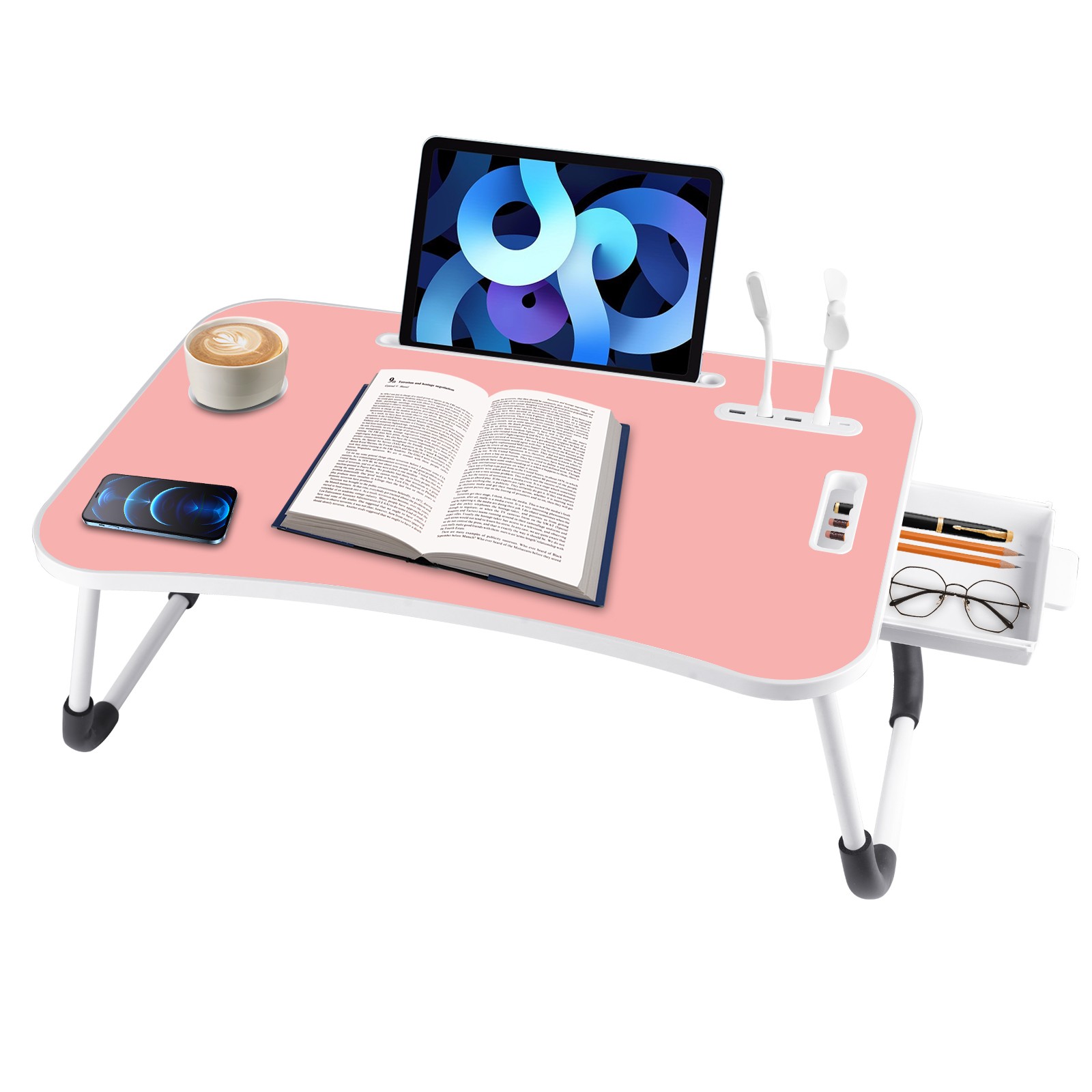 Laptop Tray Lap Desk Stand Foldable Bed Table Notebook Tray Cup Slot Adjustable