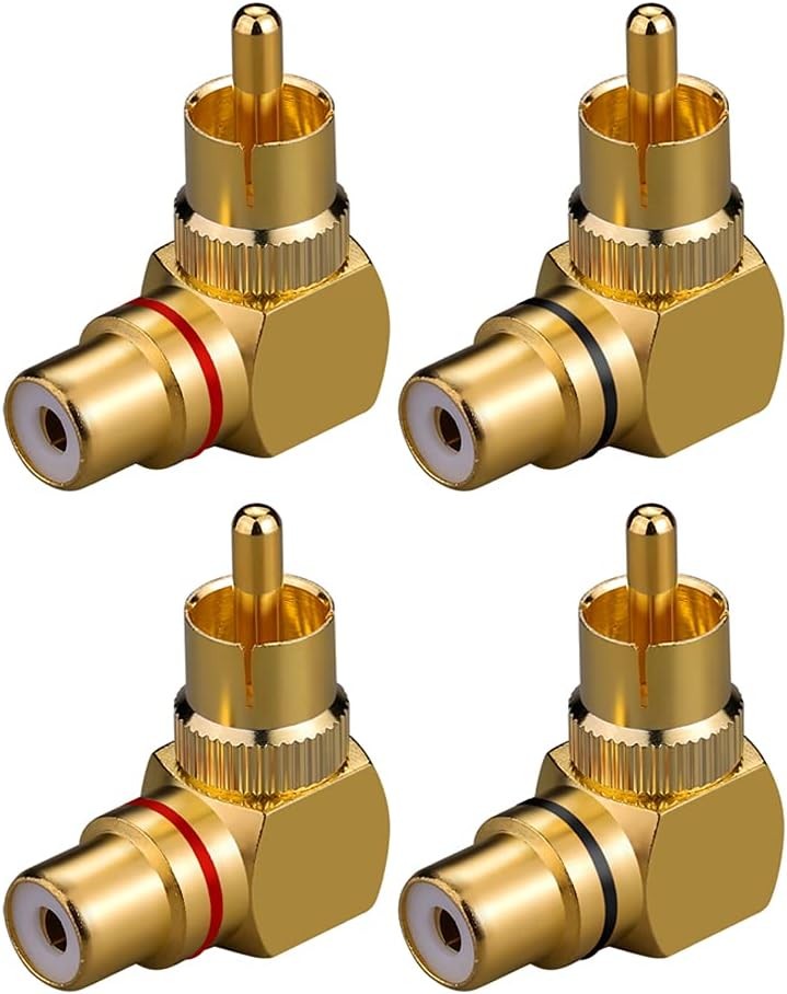 RCA Right Angle Adapter - 90° Female to Male Gold-Plated Connector for Wall...