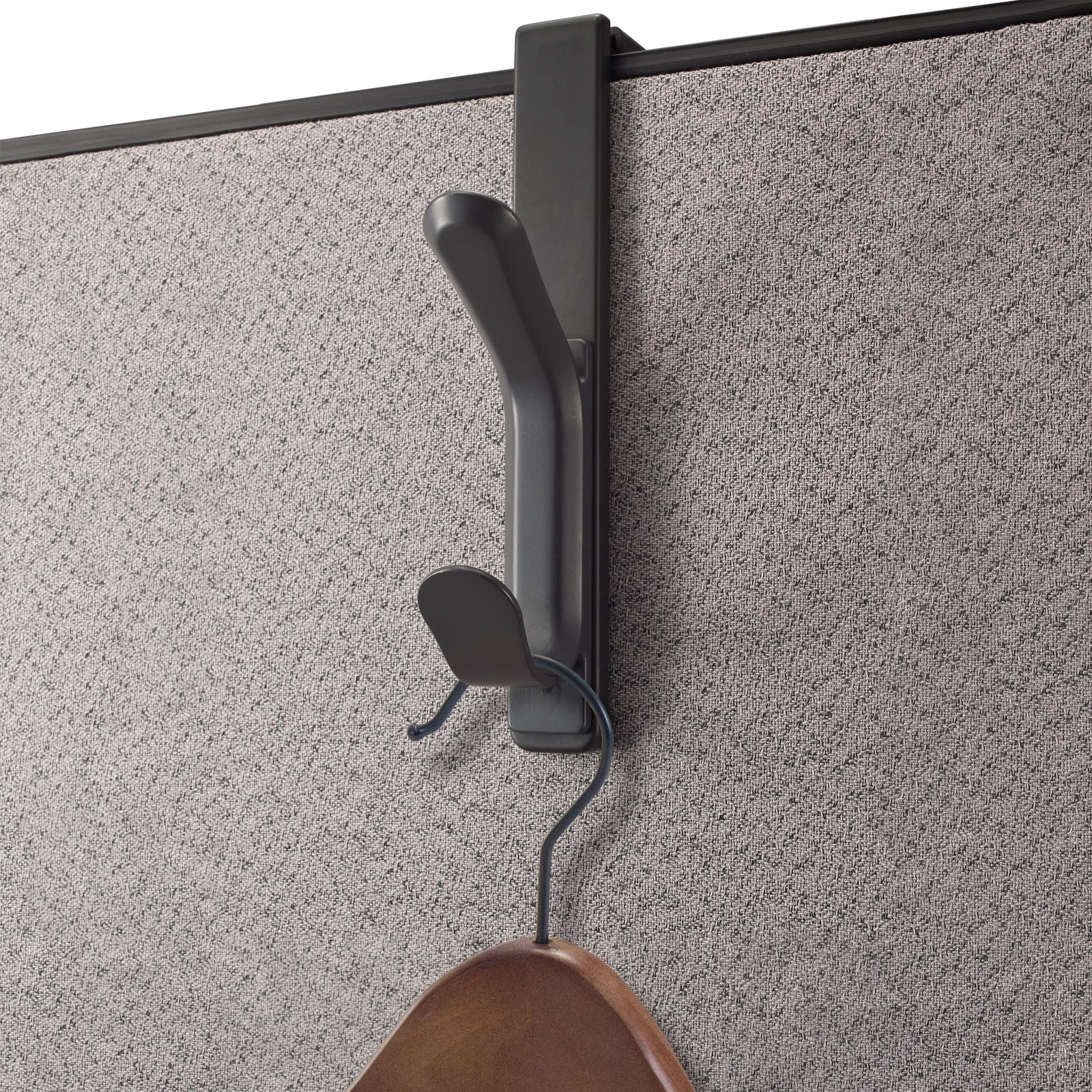 Officemate Double Coat Hooks for Cubicle Panels, Adjustable, 2 Pack, Black