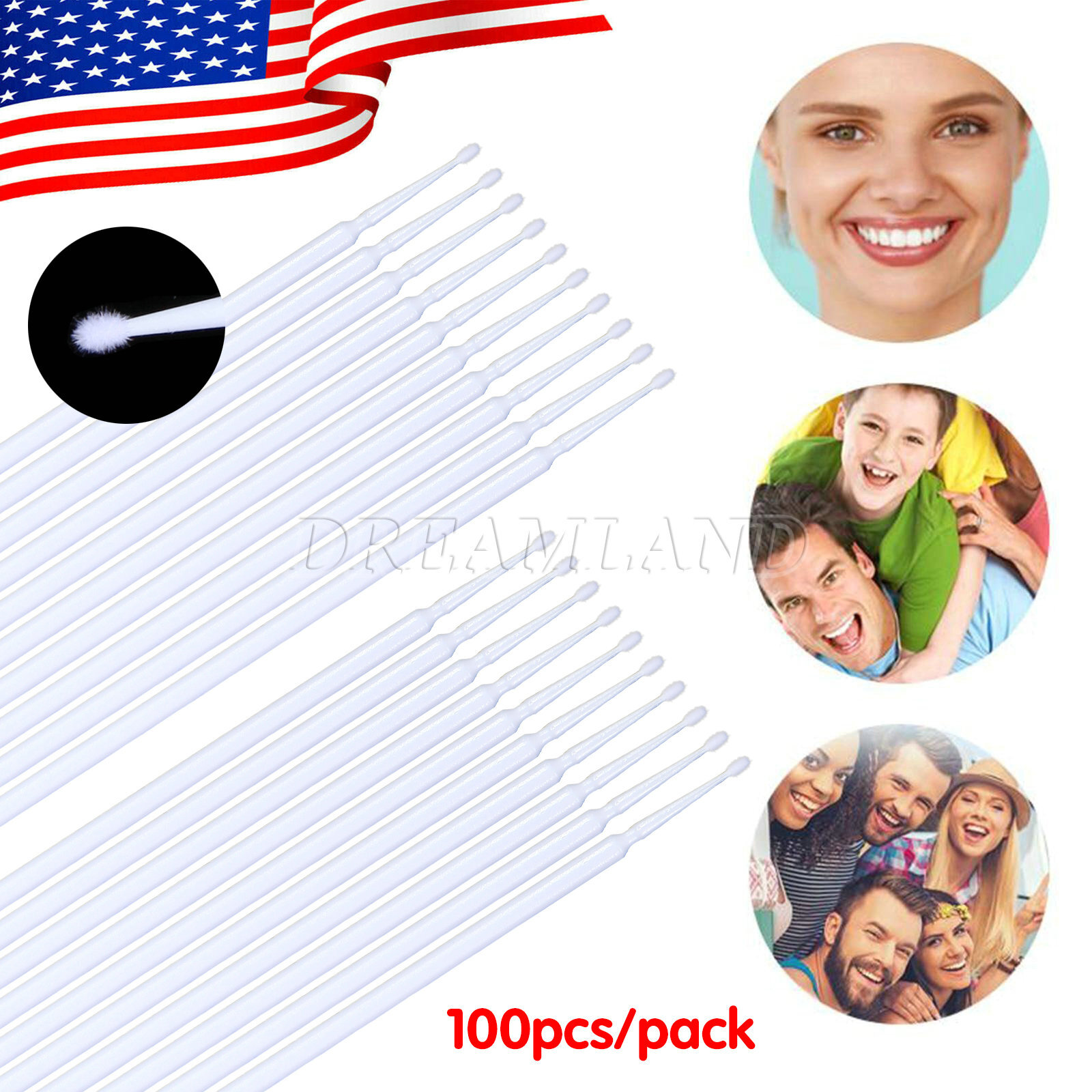 100×Dental Microbrush Disposable Bendable Applicators Tips Micro Brush Cleaning