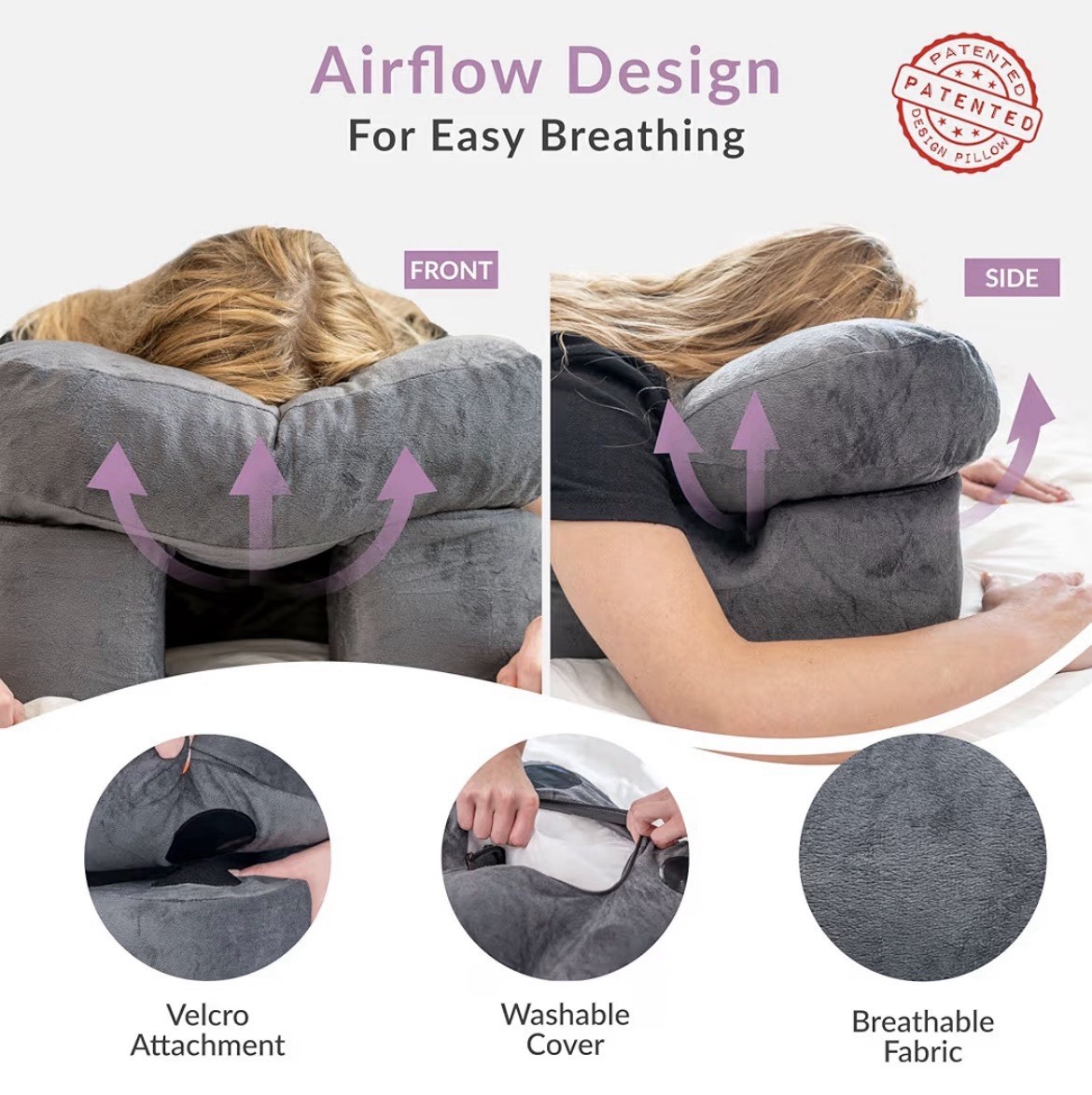 Face Down Pillow Prone Pillow Memory Foam Adjustable Height Post Op Recovery NEW