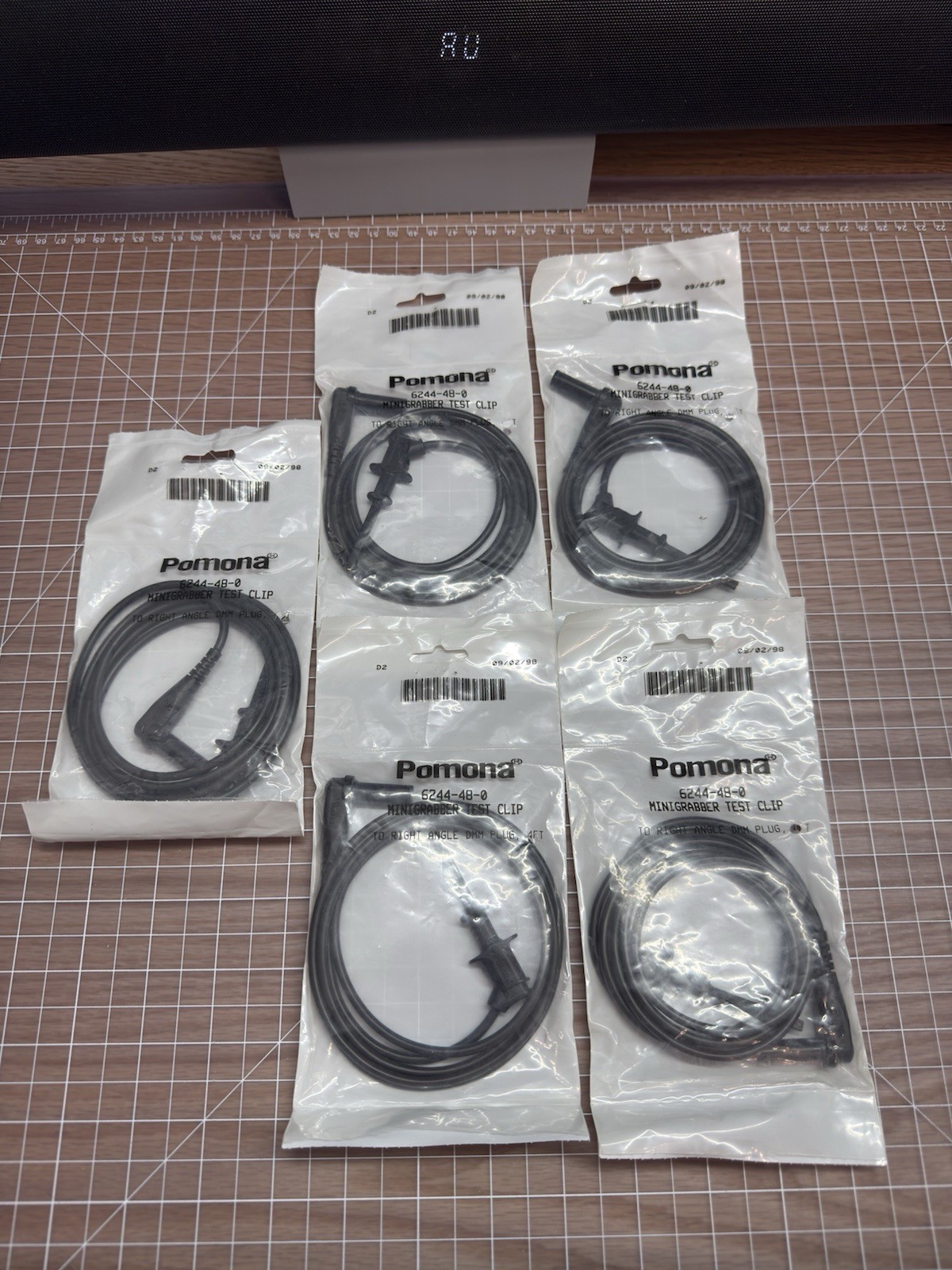 Lot Of (5) Pomona 6244-48-0 Minigrabber Test Clip To Right Angle DMM Plug