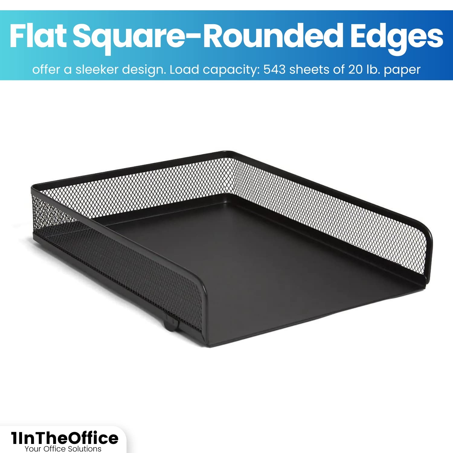 2 Pack Desk Trays Stackable Letter Tray Matte Black Wire Mesh Front-Load