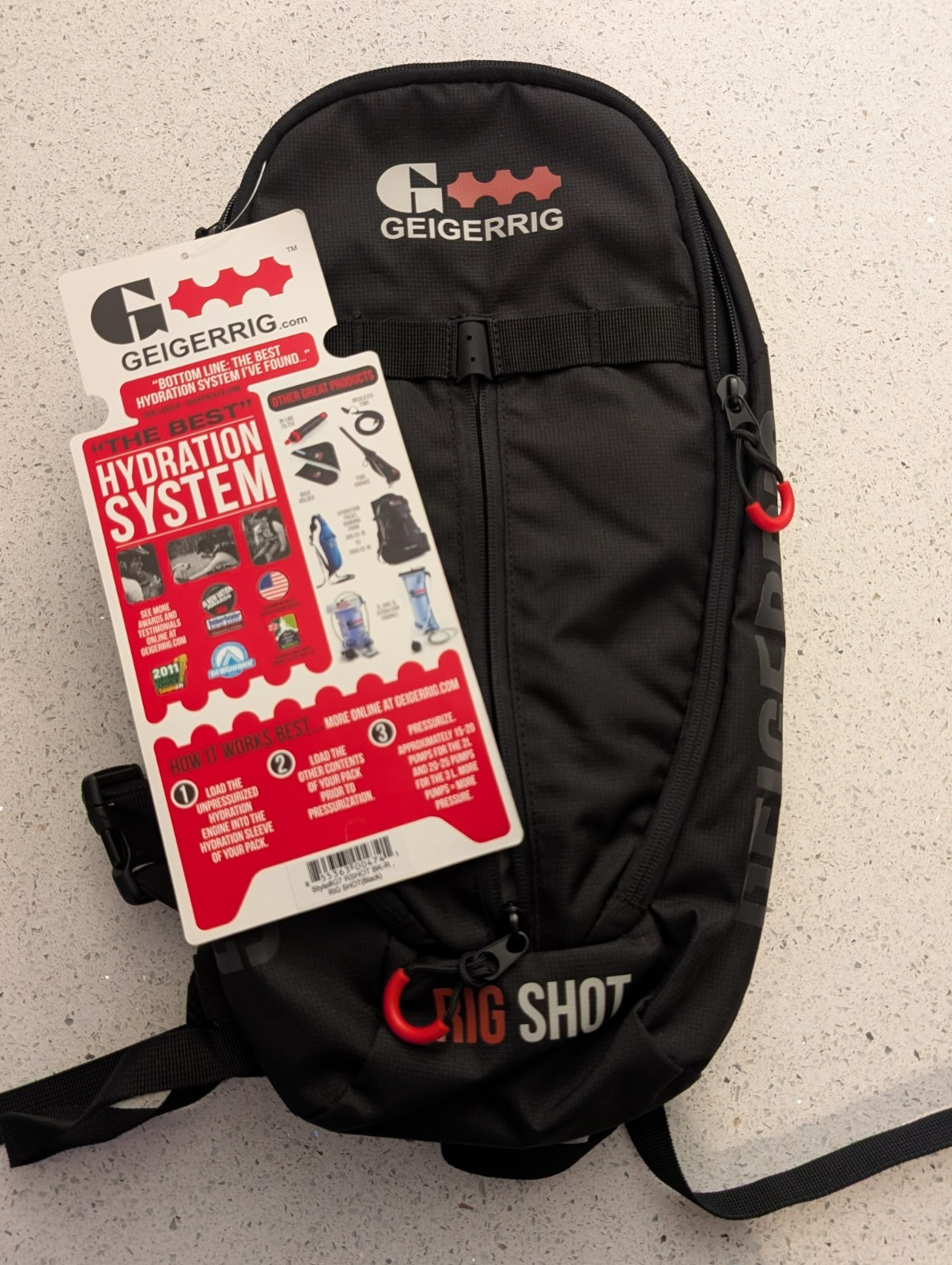 Geigerrig Rig Shot Black Hydration Outdoor Hiking Pack Backpack NWT BRAND NEW