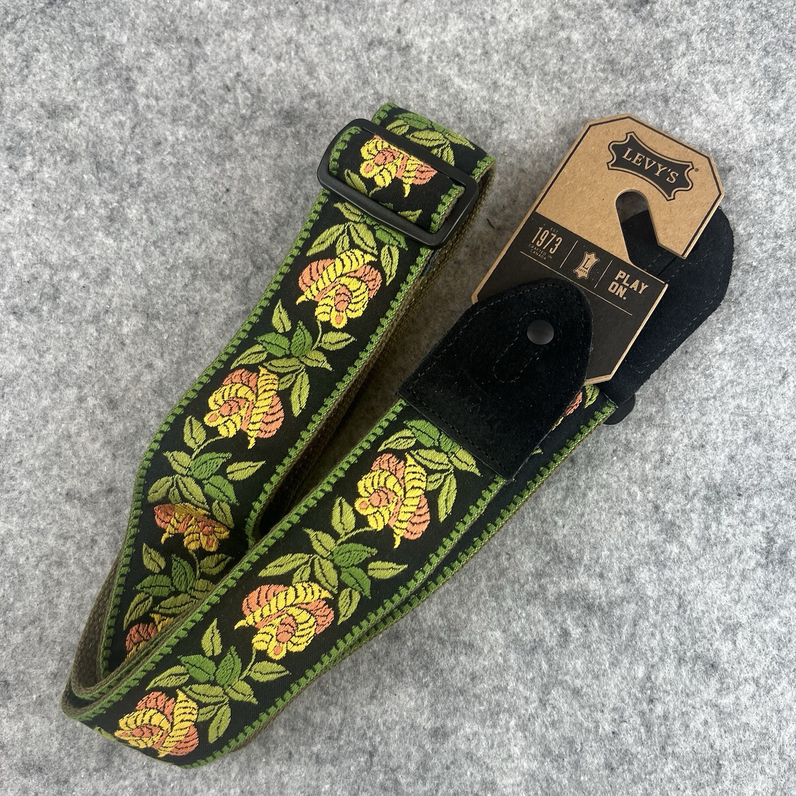 Levy's Leathers MC8JQ-004 Guitar Strap Yellow Rose Cotton Jacquard Woven NEW