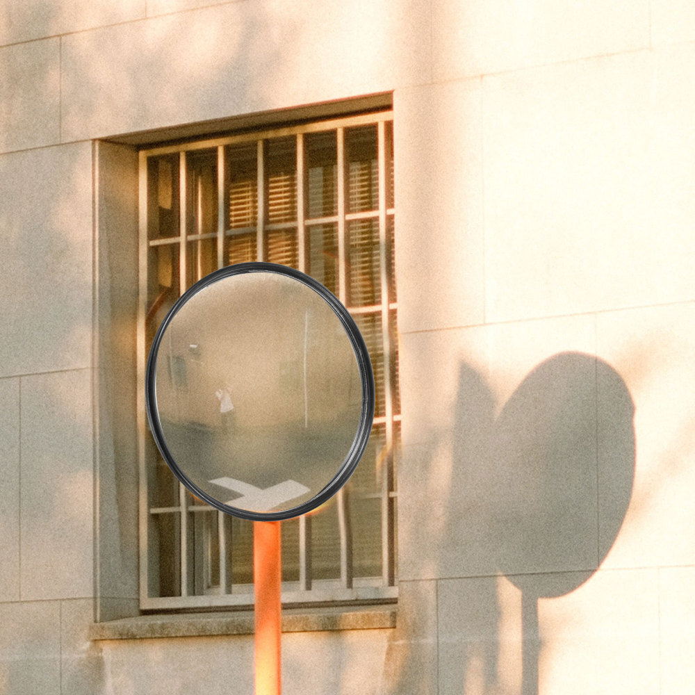 Security Mirror Corner Supermarket Surveillance Road Wide Angle View Garage