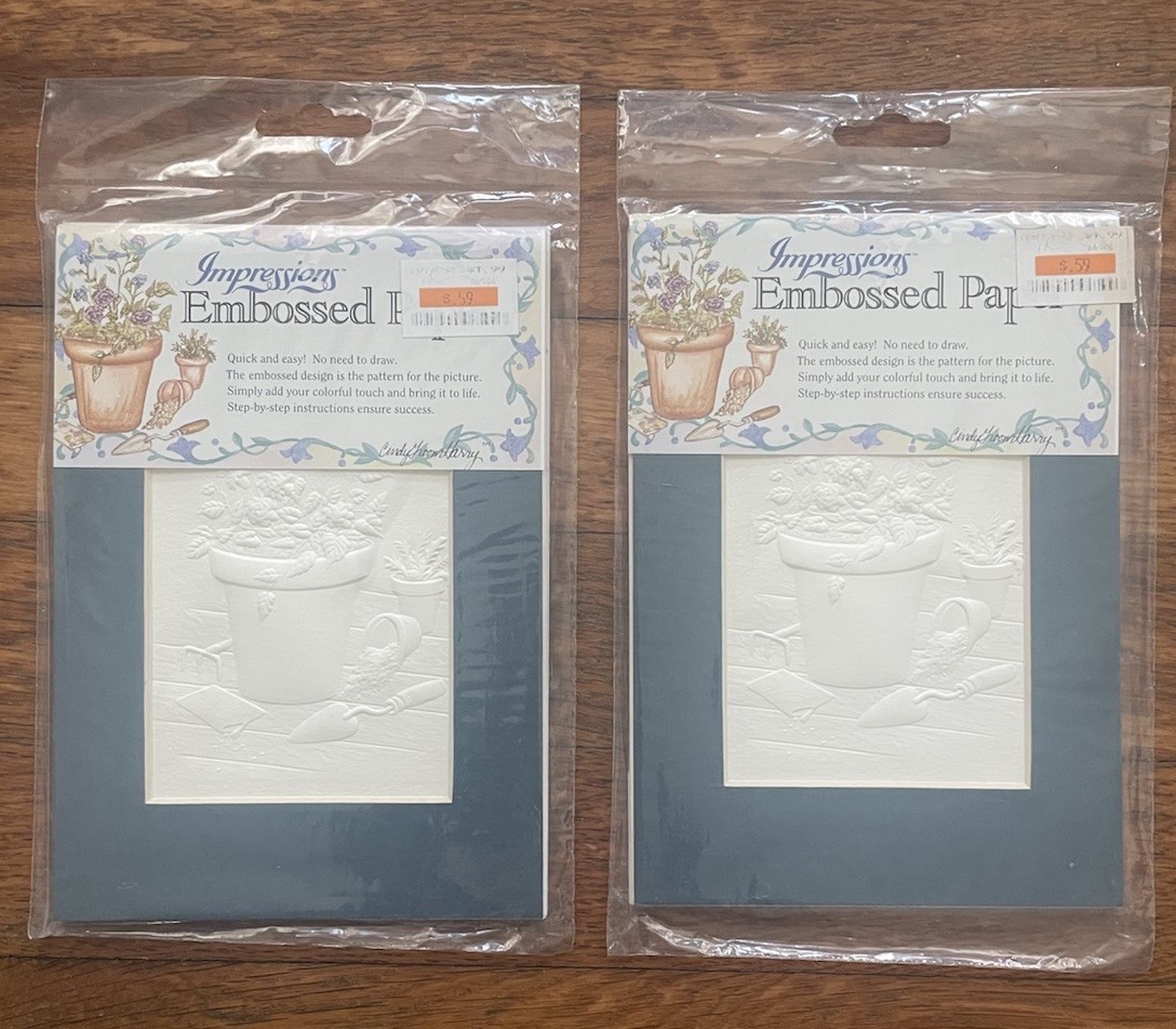 Vtg. Lot Of 2 Impressions Embossed Paper GARDEN Design DIY Paint & Frame NEW
