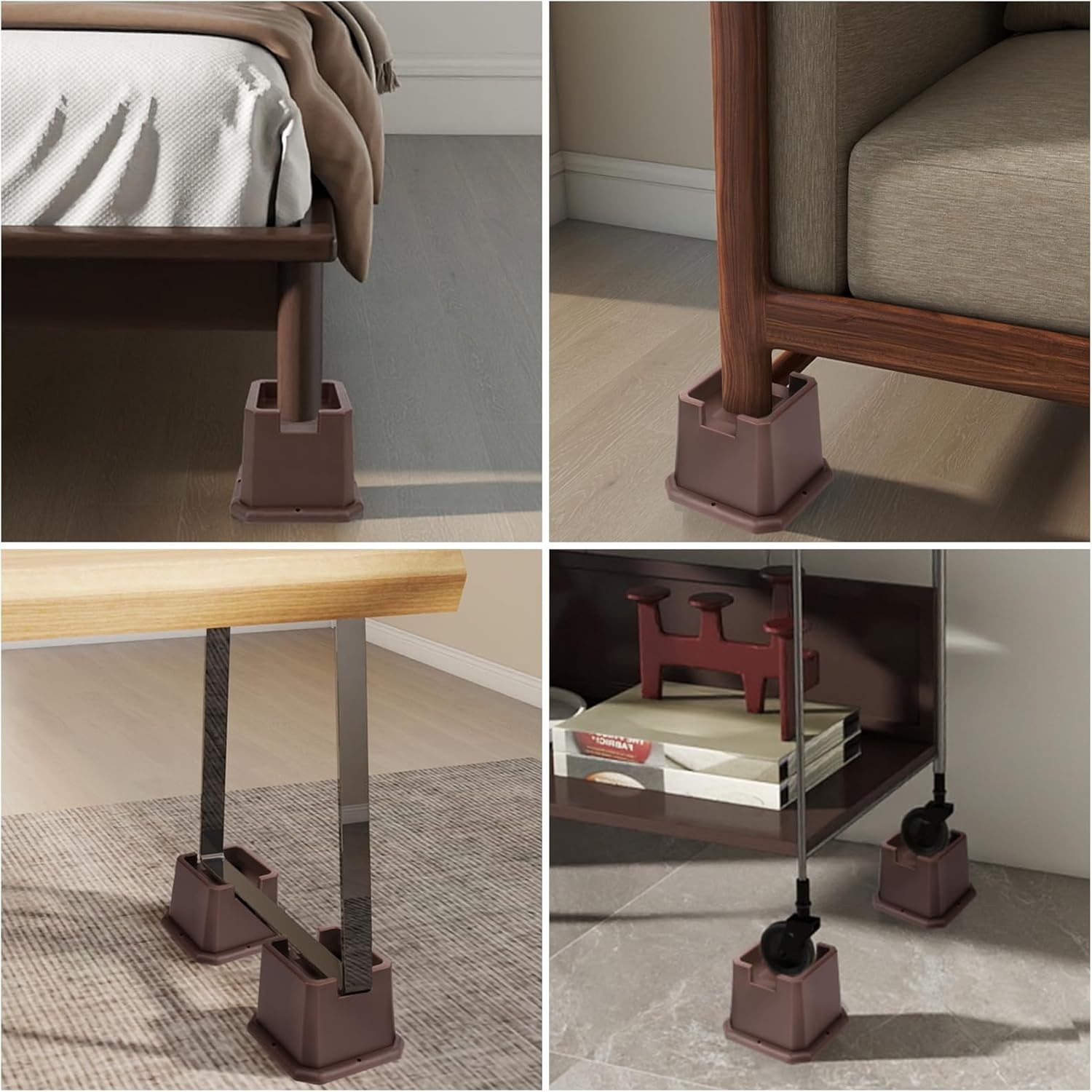 Adjustable Bed Furniture Risers Elevation in Heights Heavy Duty Risers for Bo...