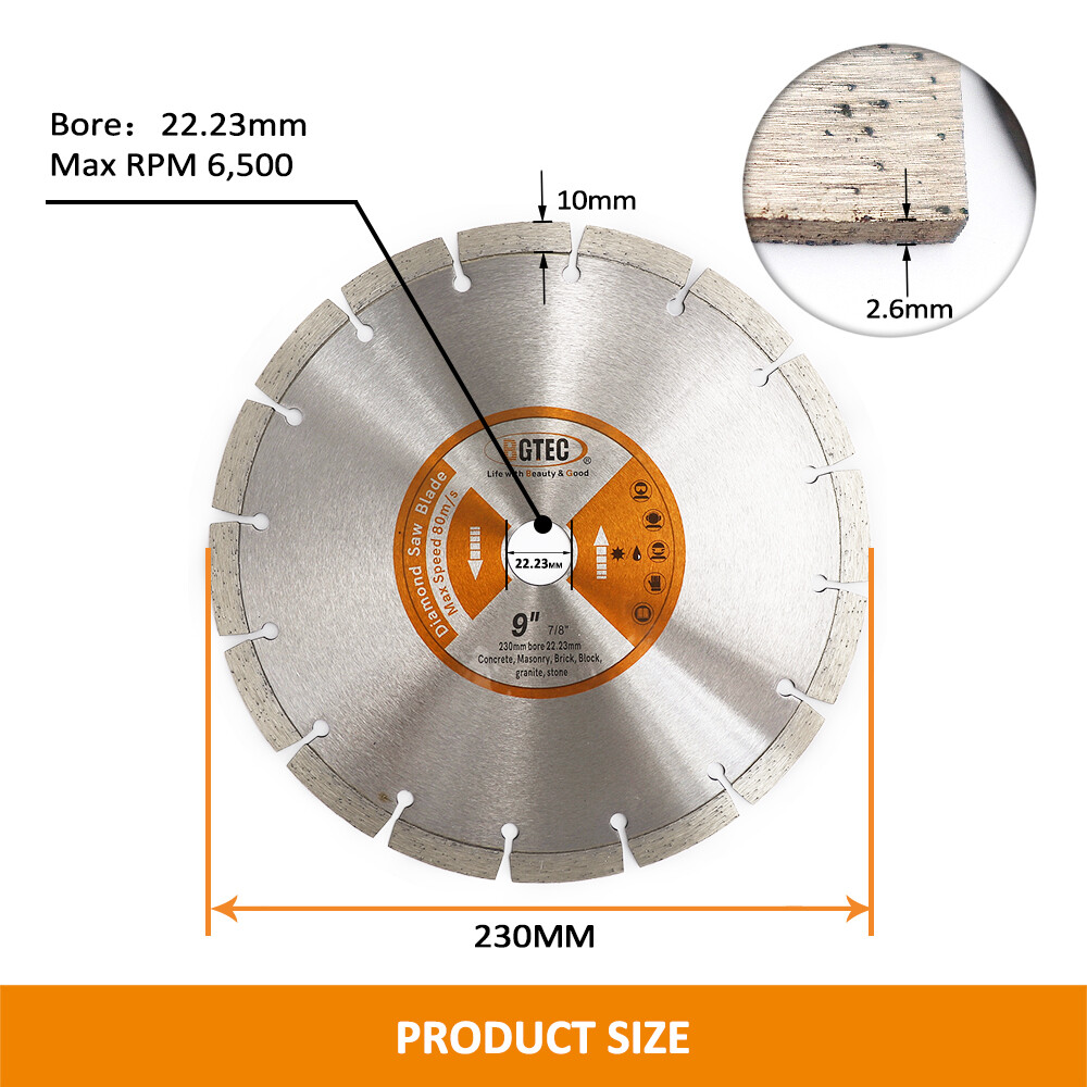 Diamond Blade Segment Cutting Disc for Concrete Marble Granite Cutter 2pcs 9 in